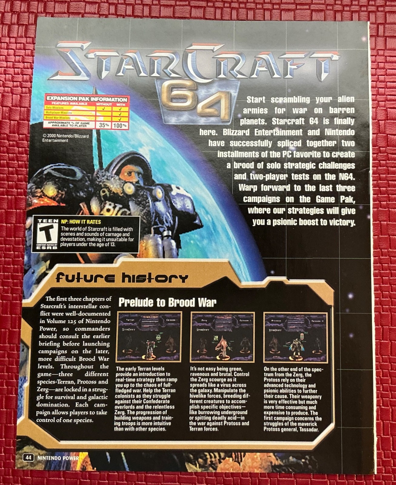 StarCraft 64 Future History Nintendo Print Ad Poster Art 8”x 10.5”