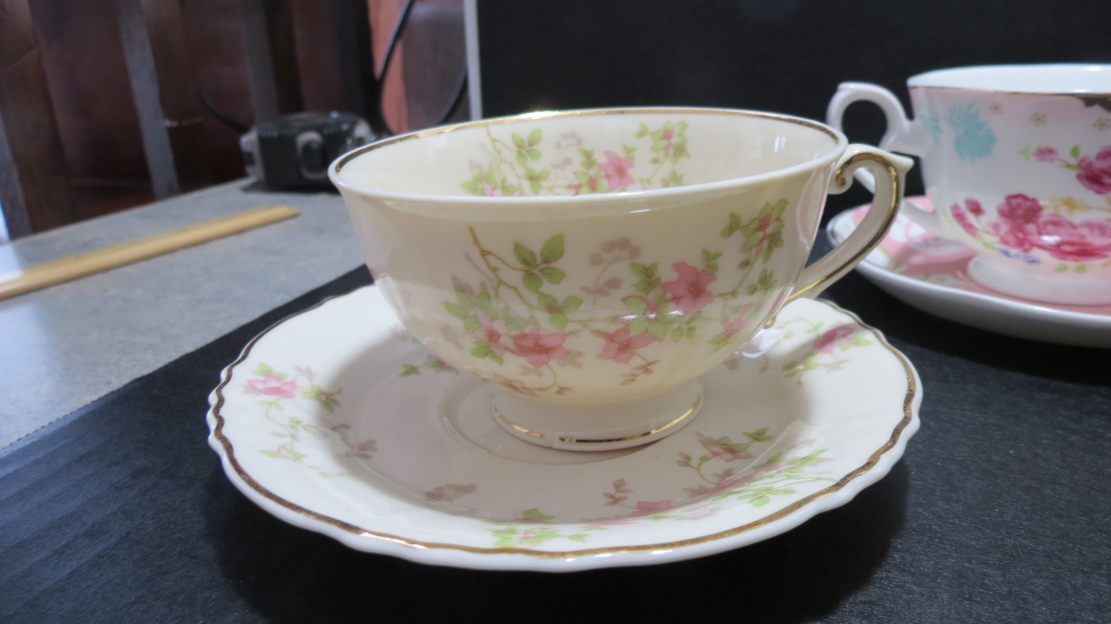 VINTAGE BONE CHINA 3 SETS Teacups AND Saucers BONE CHINA ASSORTED DESIGNS