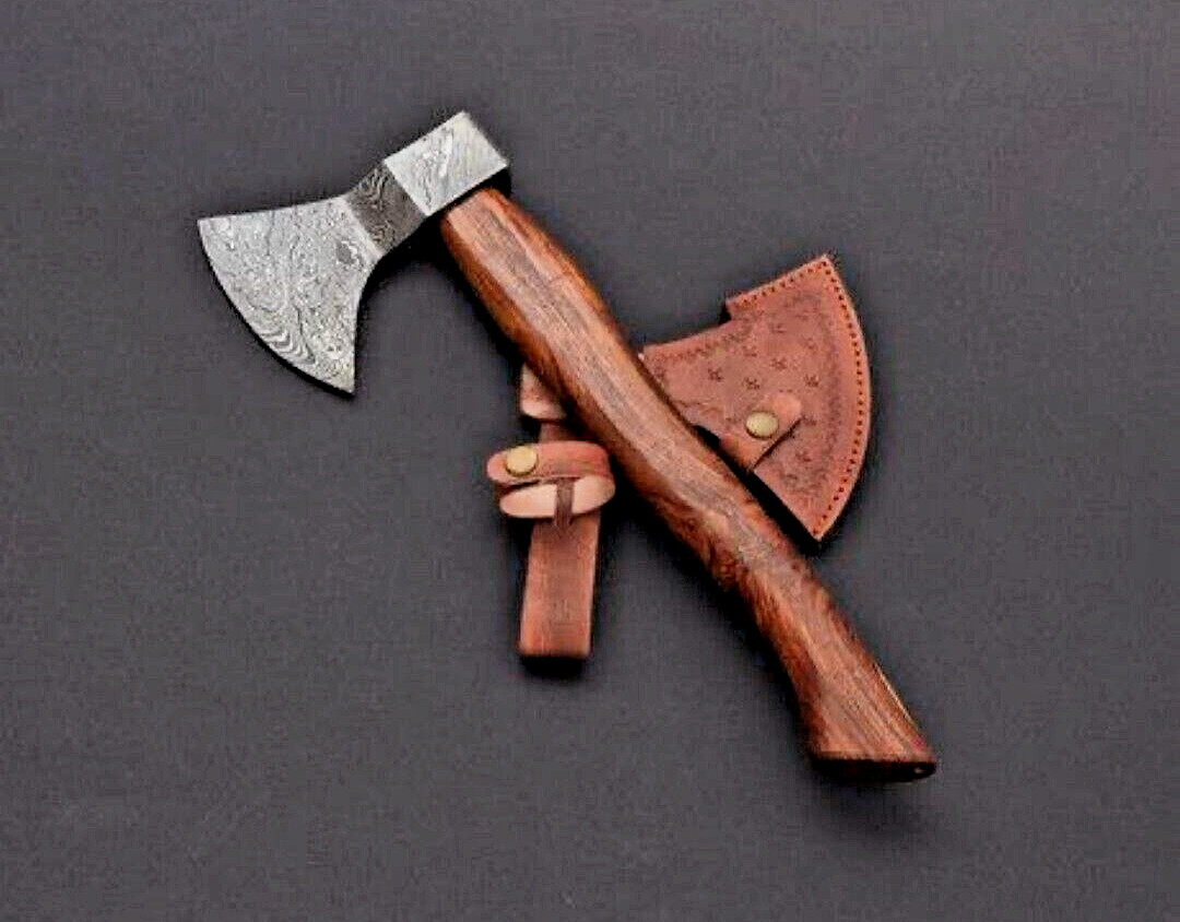 CUSTOM MADE HAND FORGED DAMASCUS STEEL AXE TOMAHAWK HATCHET INTEGRAL M 35