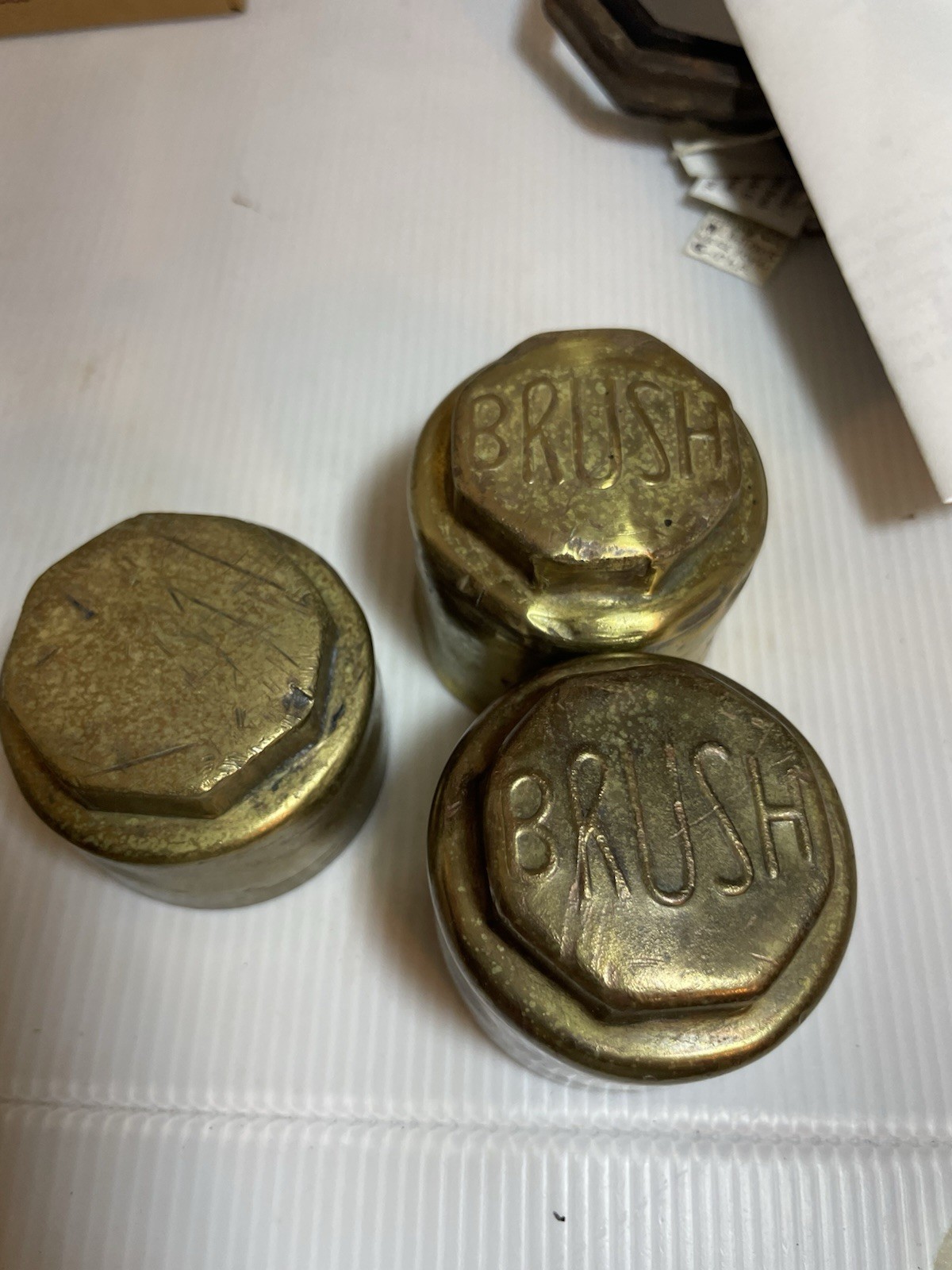4 Vintage mail truck Brush Bothers brush motor car co Hub or Grease caps