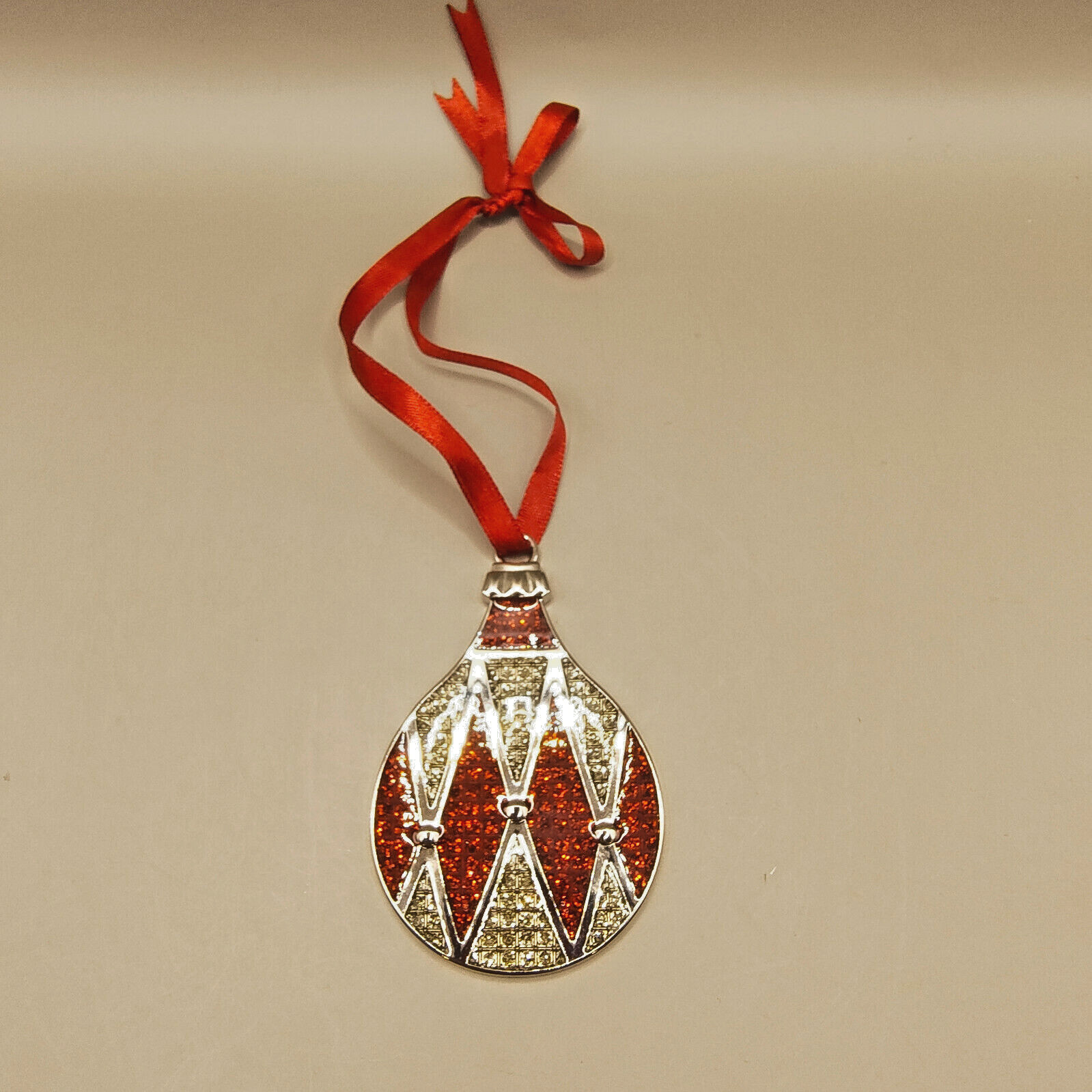 Towle Christmas Ornament Set of 3 Silver Tone Crystal Holiday Wishes Traditional