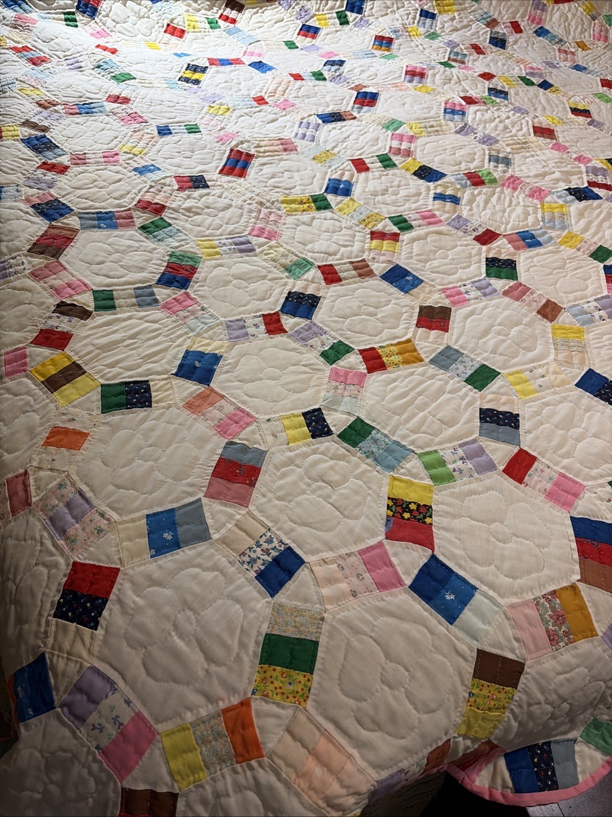 VTG Hand Stitched 74×84 Patchwork Quilt