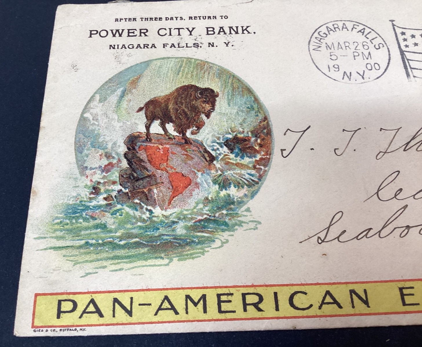 US Postal Cover 1900 Pan-American Exposition Cachet Niagara Falls,NY Flag Cancel