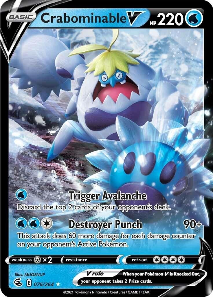 Pokemon TCG Crabominable V 076/264 Fusion Strike Half Art Ultra Rare Card