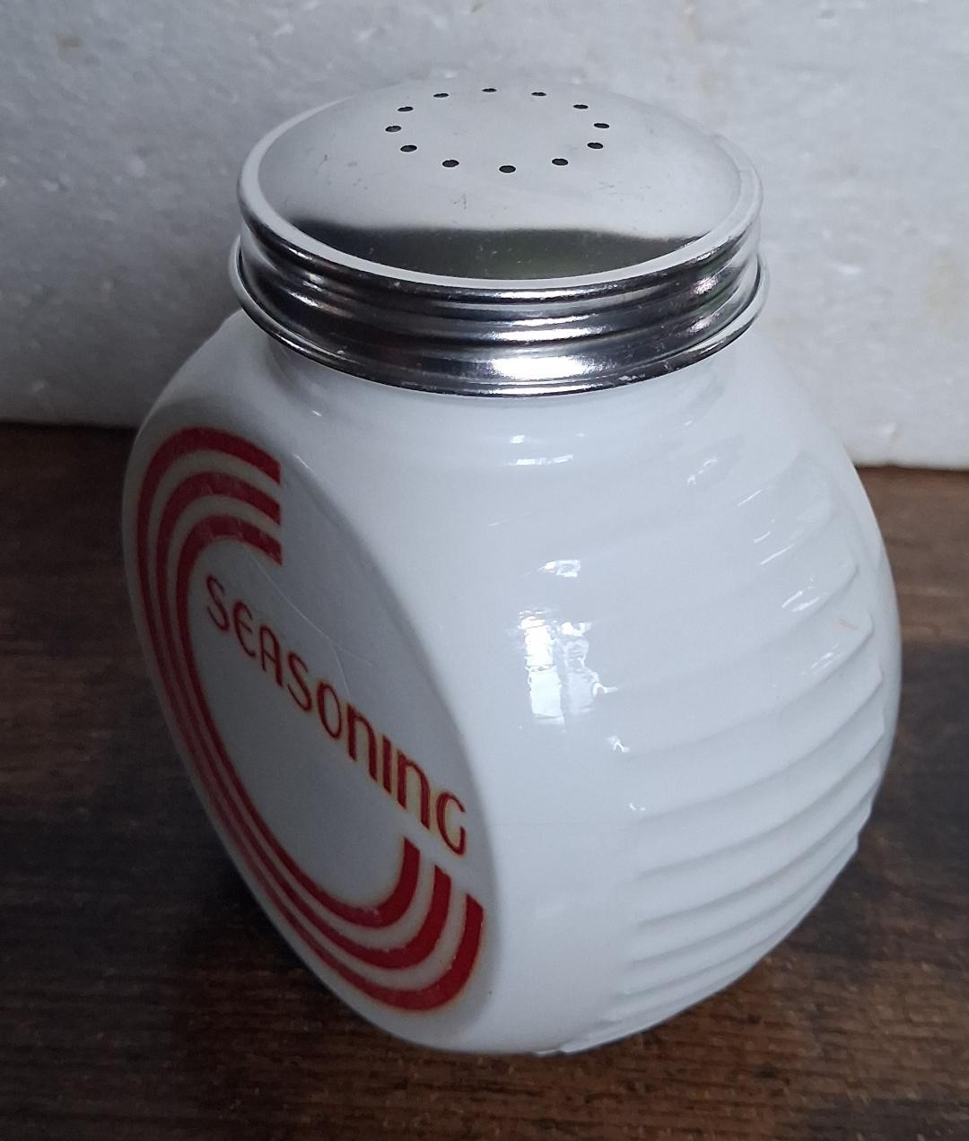 Seasoning Shaker White Glass Decorated with Lid Home Office