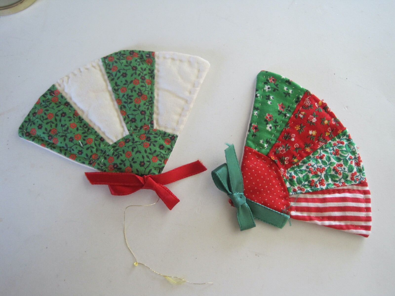 Quilted Fan Christmas Tree Ornament Lot 2
