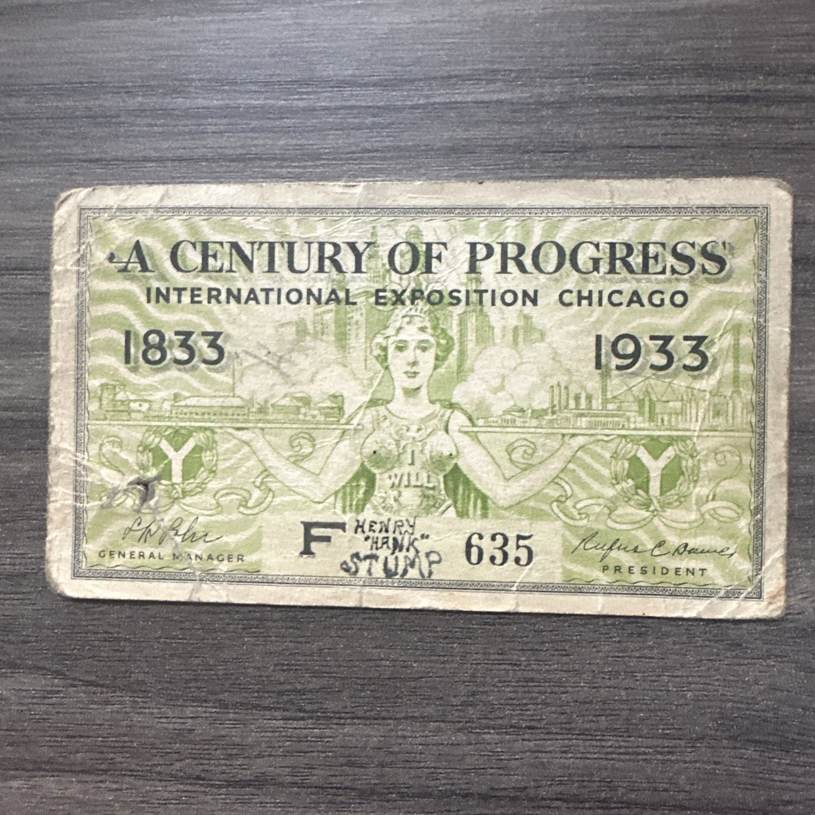 US/Century Of Progress-International Exposition Chicago .. Adm Ticket .. 1933