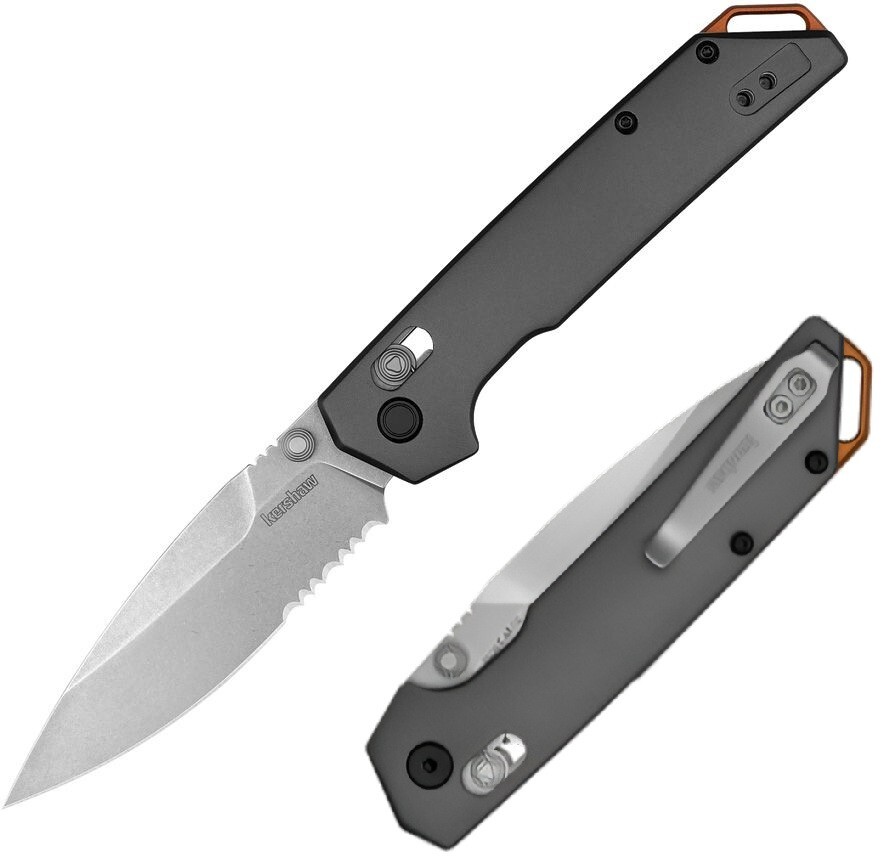 Kershaw Iridium Folding Knife 3.5″ D2 Tool Steel Blade Gray Aluminum Handle