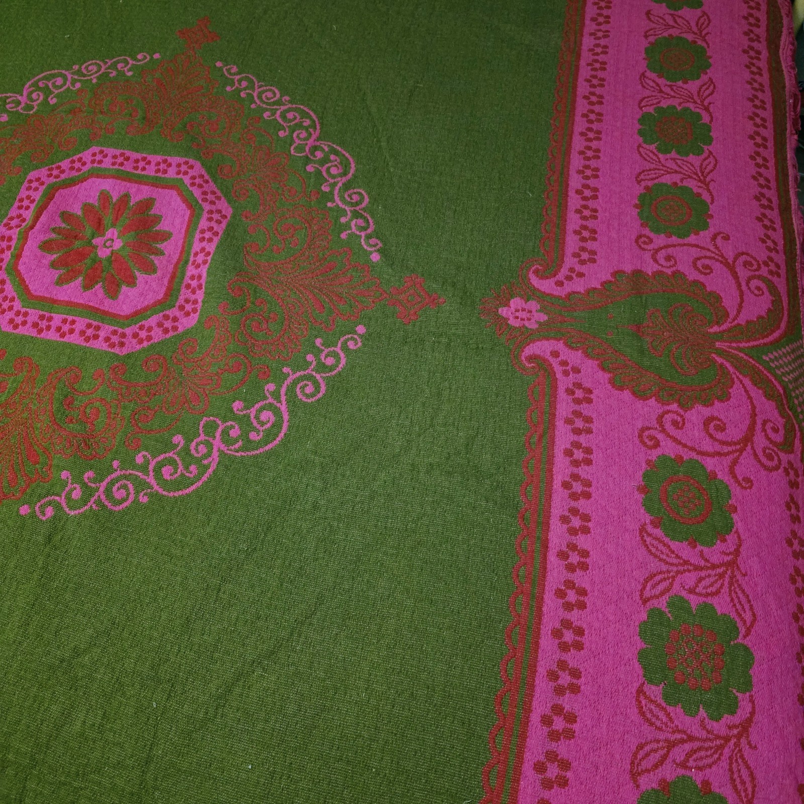 Bolis Old World Creations Wool Blend KING Bedspread 60s Italy Floral Reversible