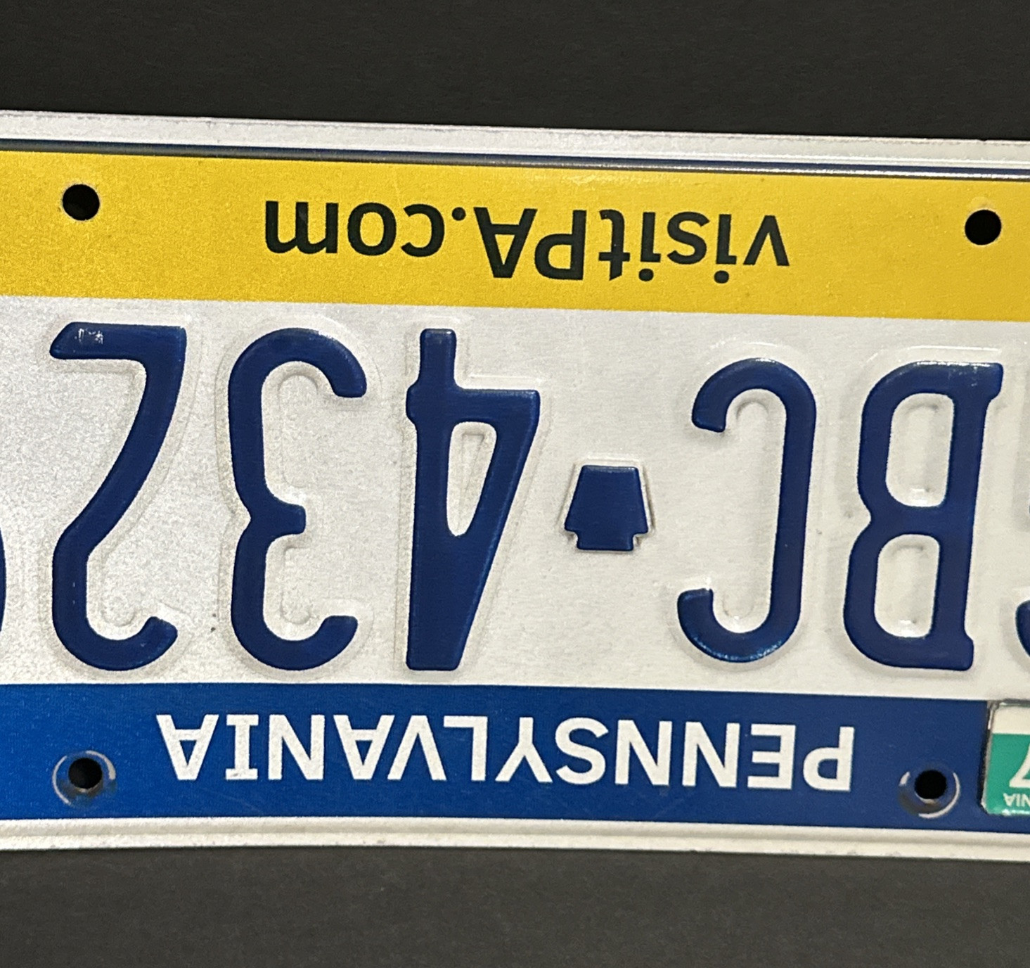 Pennsylvania License Plate — GBC 4329 VISIT PA.COM — Excellent Condition !!