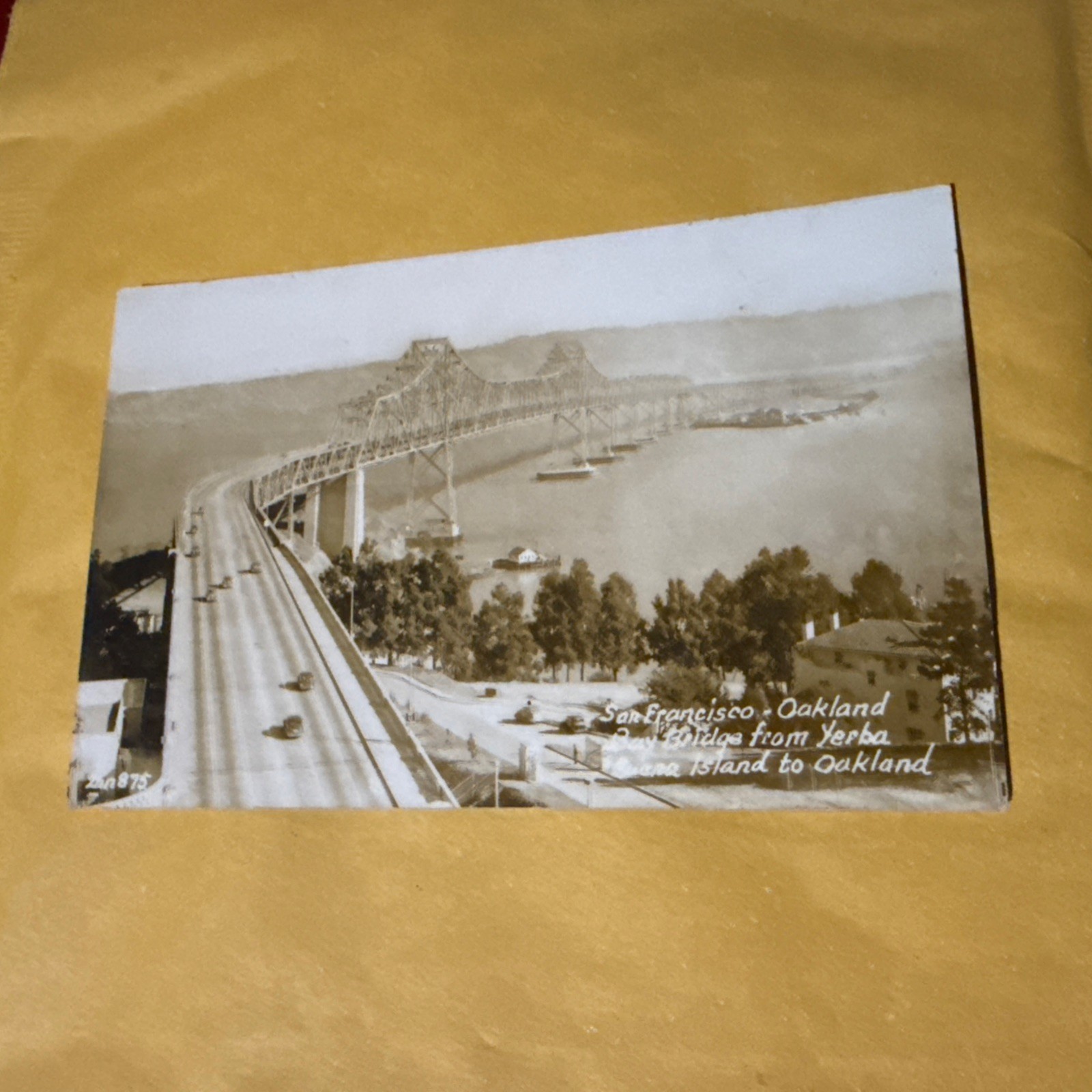 Bay Bridge San Francisco to Oakland RPPC Yerba Buena Island Vintage Postcard