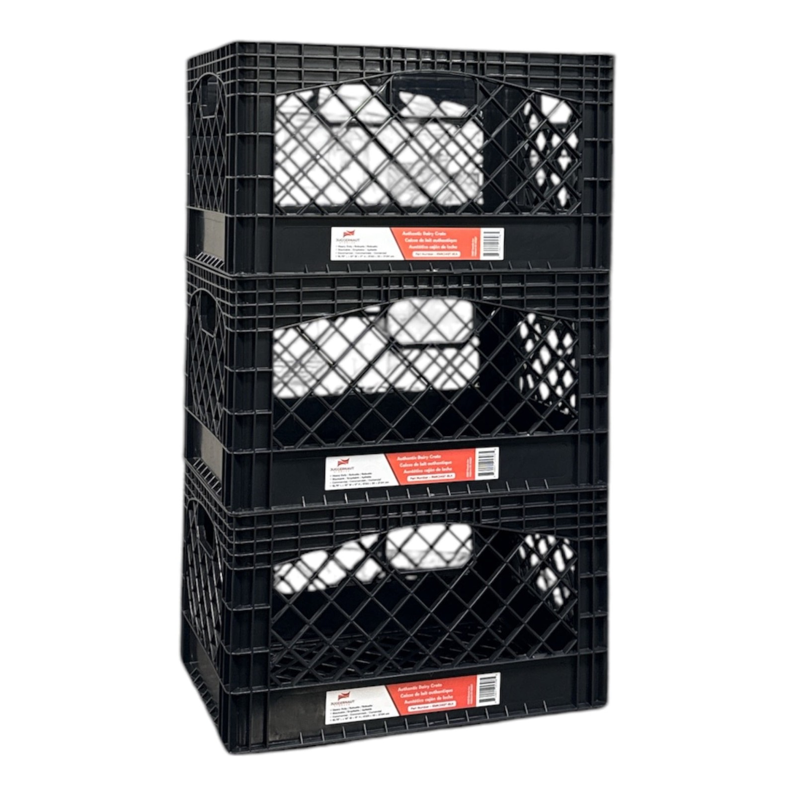 Juggernaut Storage 24QT Plastic Heavy-Duty Milk Crate, Black