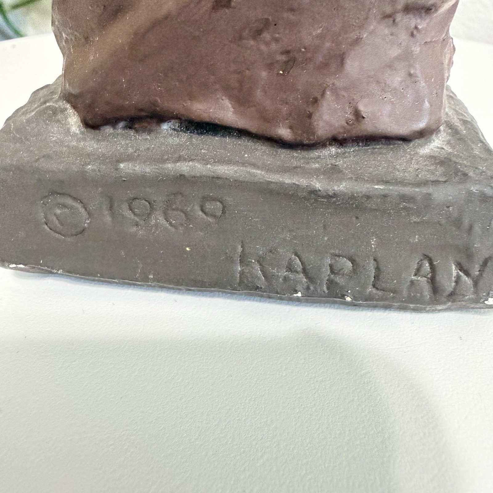 Vintage 1969 David Kaplan Signed Plaster Sculpture Rabbi Studying Torah Figure