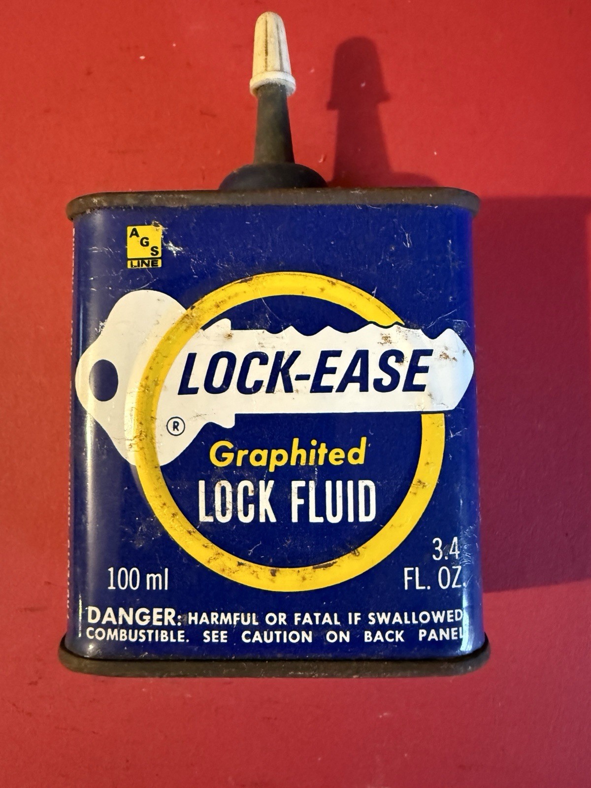 Vintage 1948 Lock-Ease Graphited Lock Fluid 3.4 Oz Can