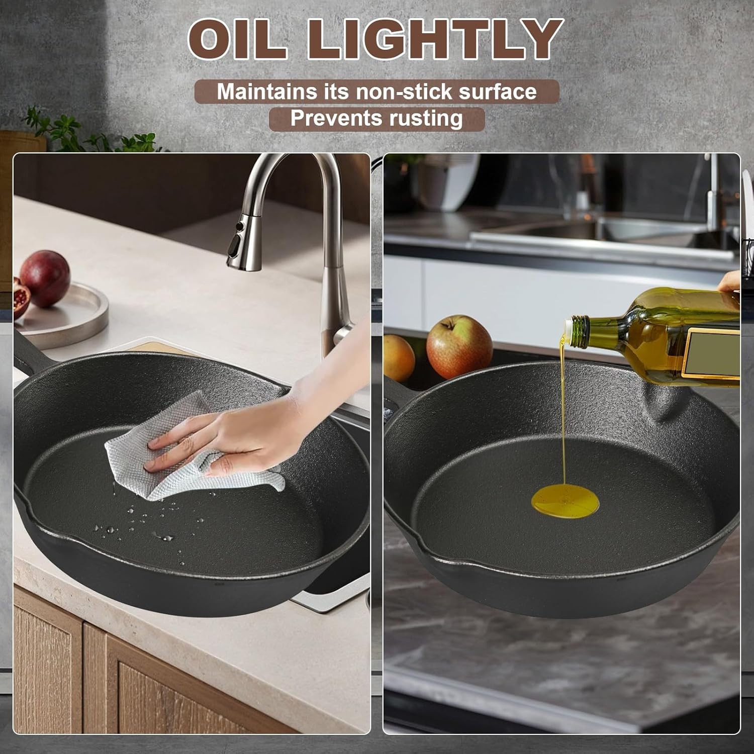 4-Piece Cast Iron Skillets: Pre-Seasoned, Durable & Energy Efficient Cooking Set