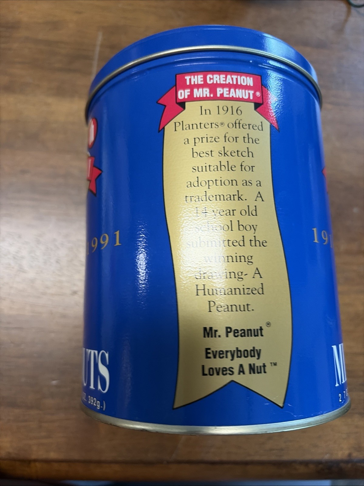 Planters 75th Birthday Mr. Peanut Mixed Nuts Tin 1991 Approx 6.5″ Tall Empty