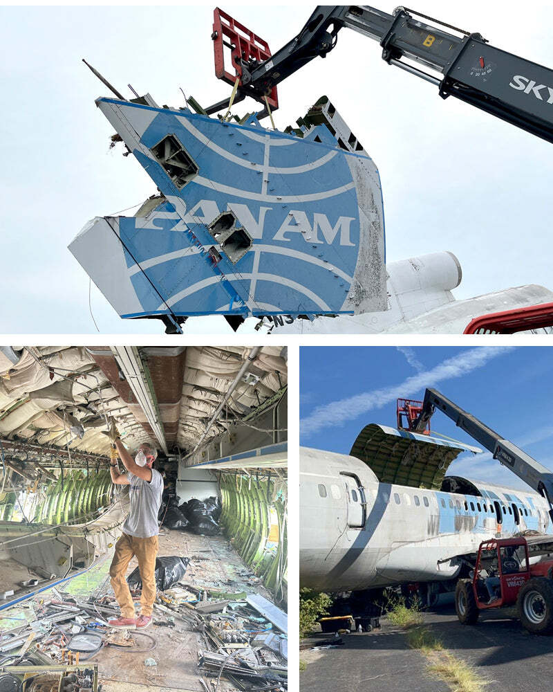 Pan Am American Boeing 727-200 Tail #N385PA Blue Aluminum Jet Plane Skin Bag Tag