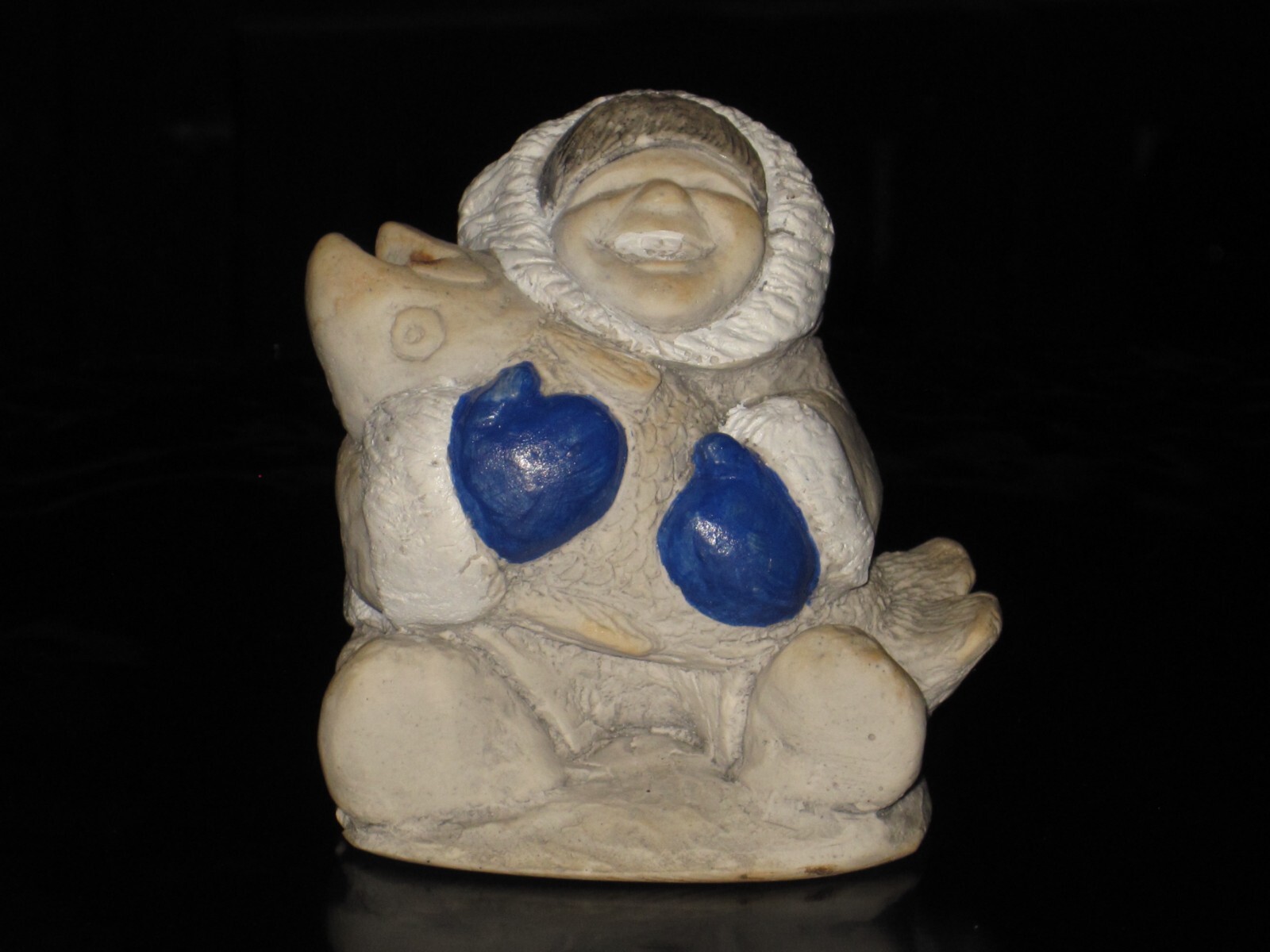 BEKKA ALASKA BLACK GOLD (CRUSHED MARBLE & ALASKA OIL) ESKIMO FIGURINE