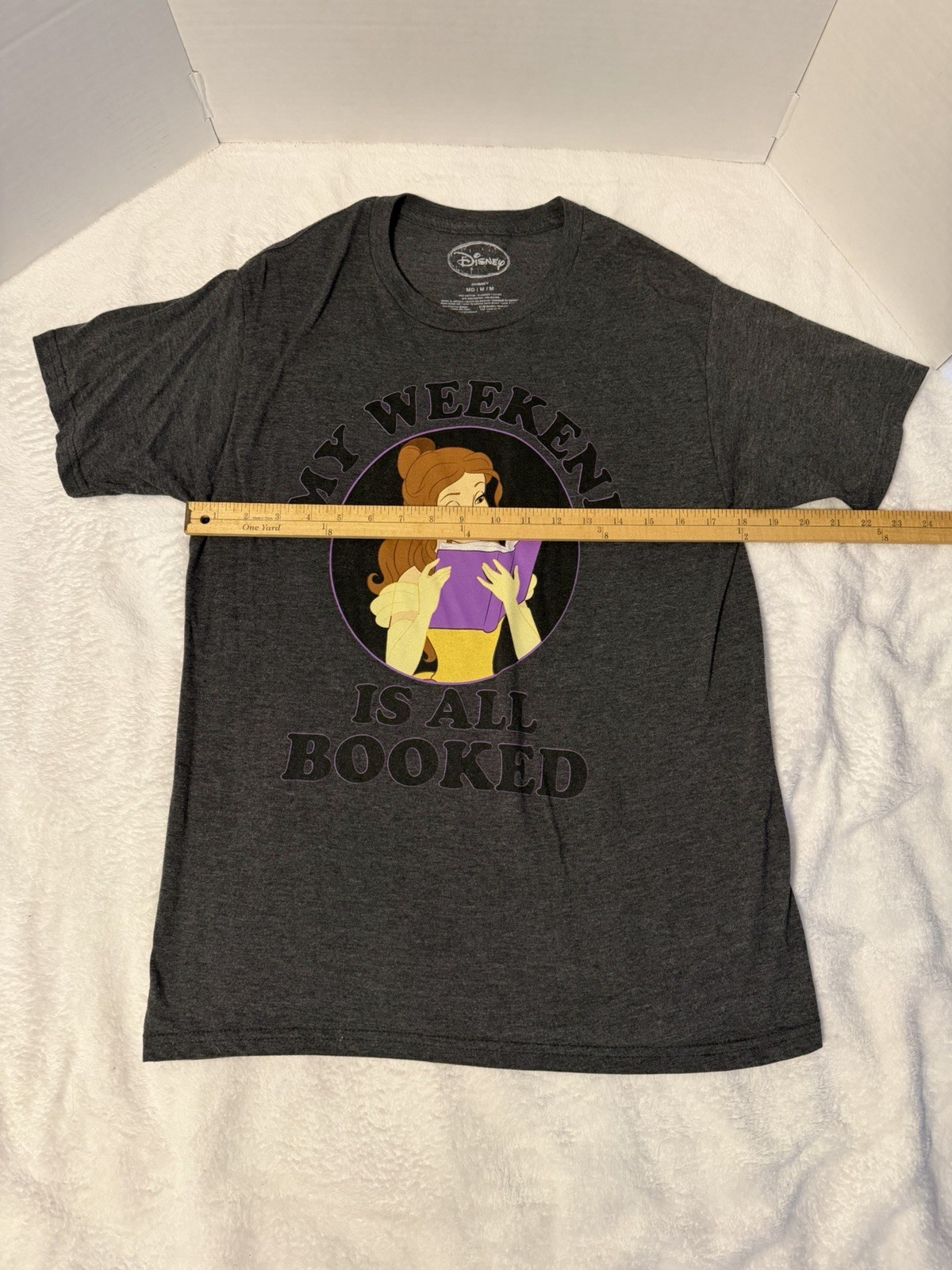 Disney Belle Graphic T-shirt Size M Dark Gray Beauty & The Beast Medium EUC