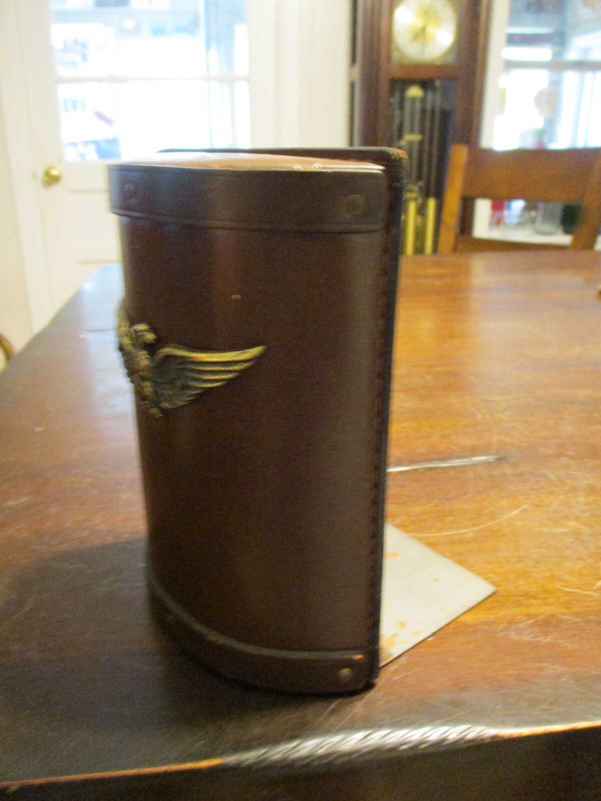 Heirloom by Bosca Italy Italian Brown Leather Brass American Eagle Bookend