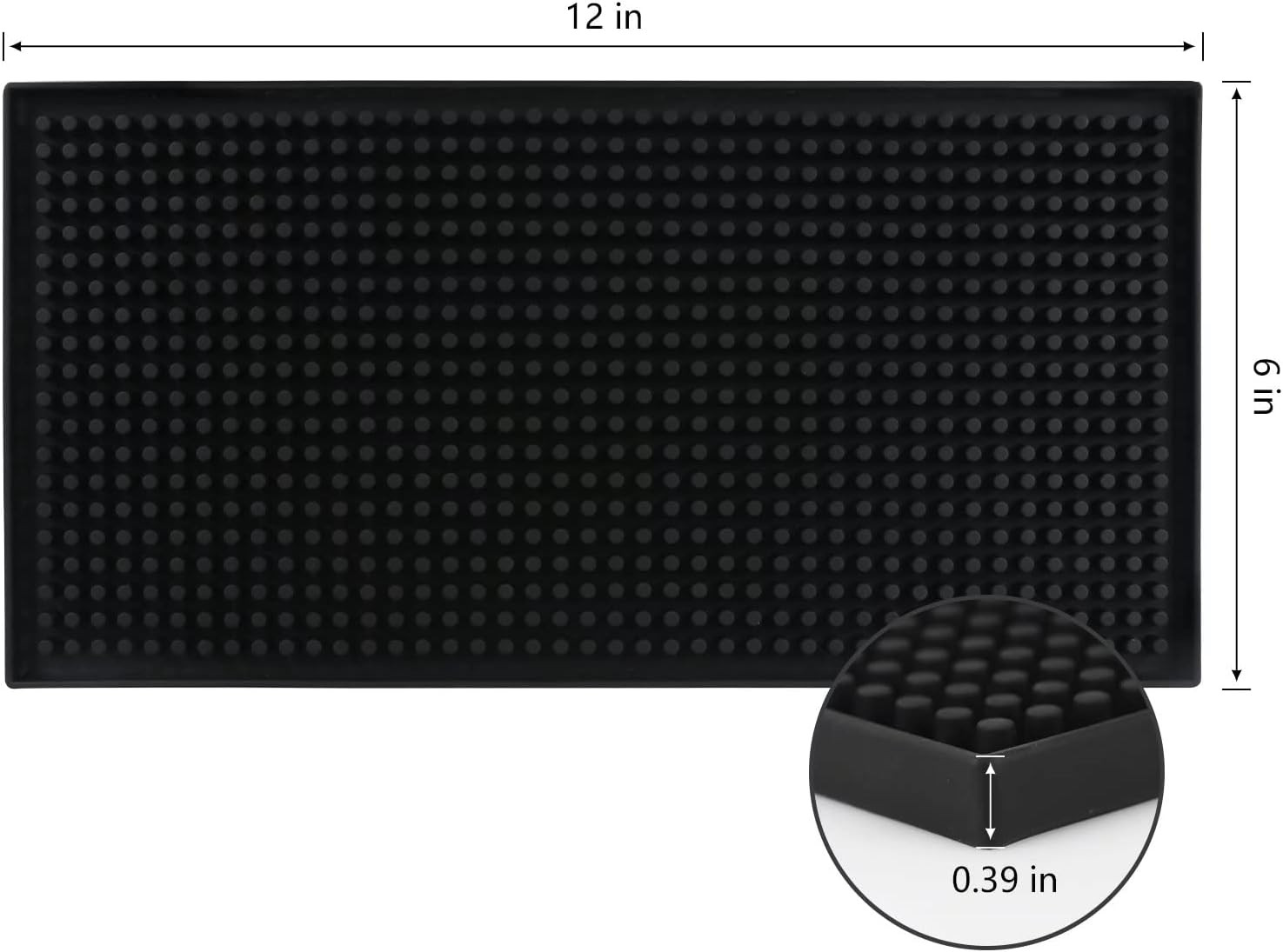 Bar Mat 6″ X 12″ Small Black, Coffee Mat for Home Bar, Bar Service Spill Mat Fo