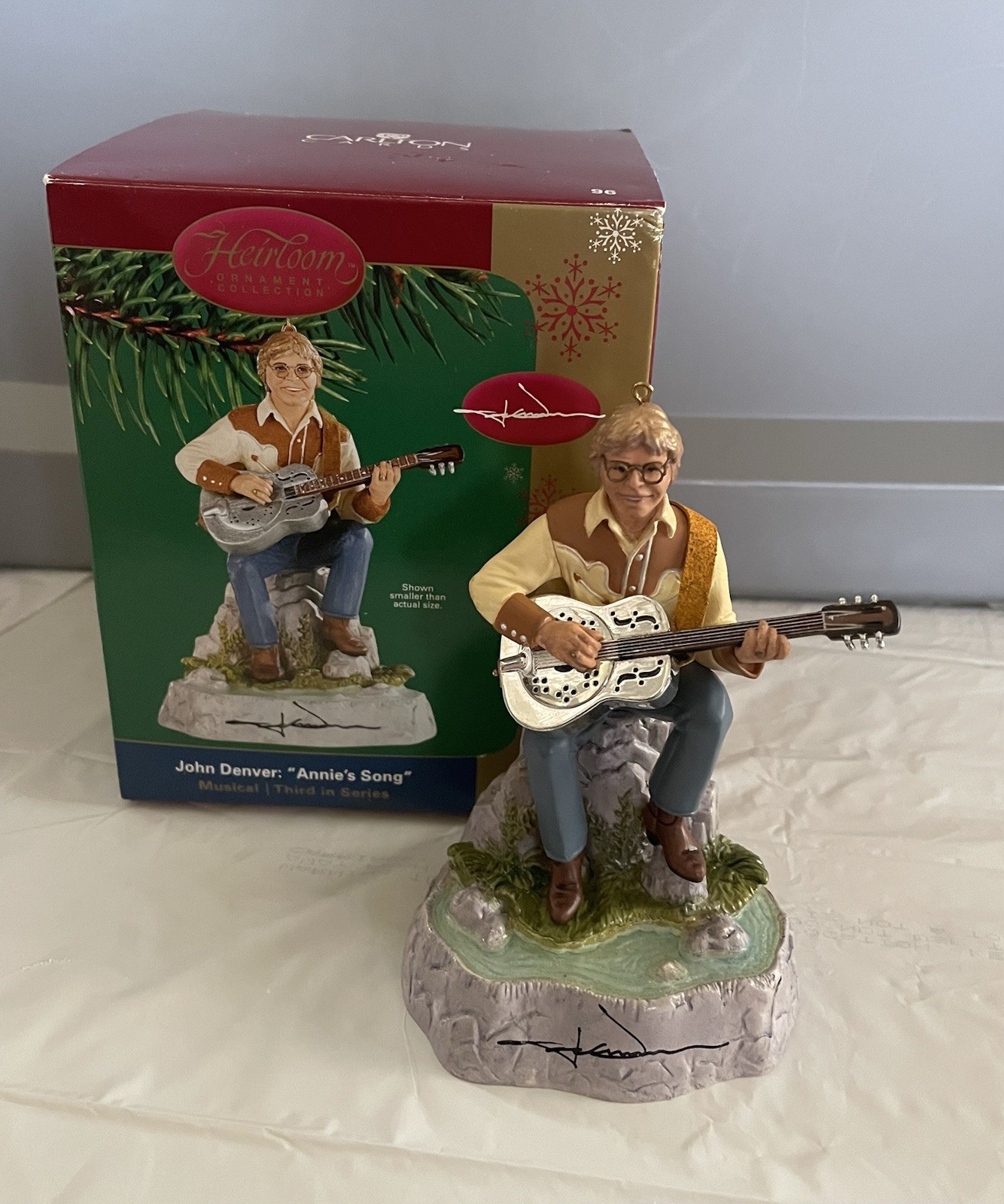 John Denver Ornament With Box 2004 Carlton Cards Plays “Annie’s Song”