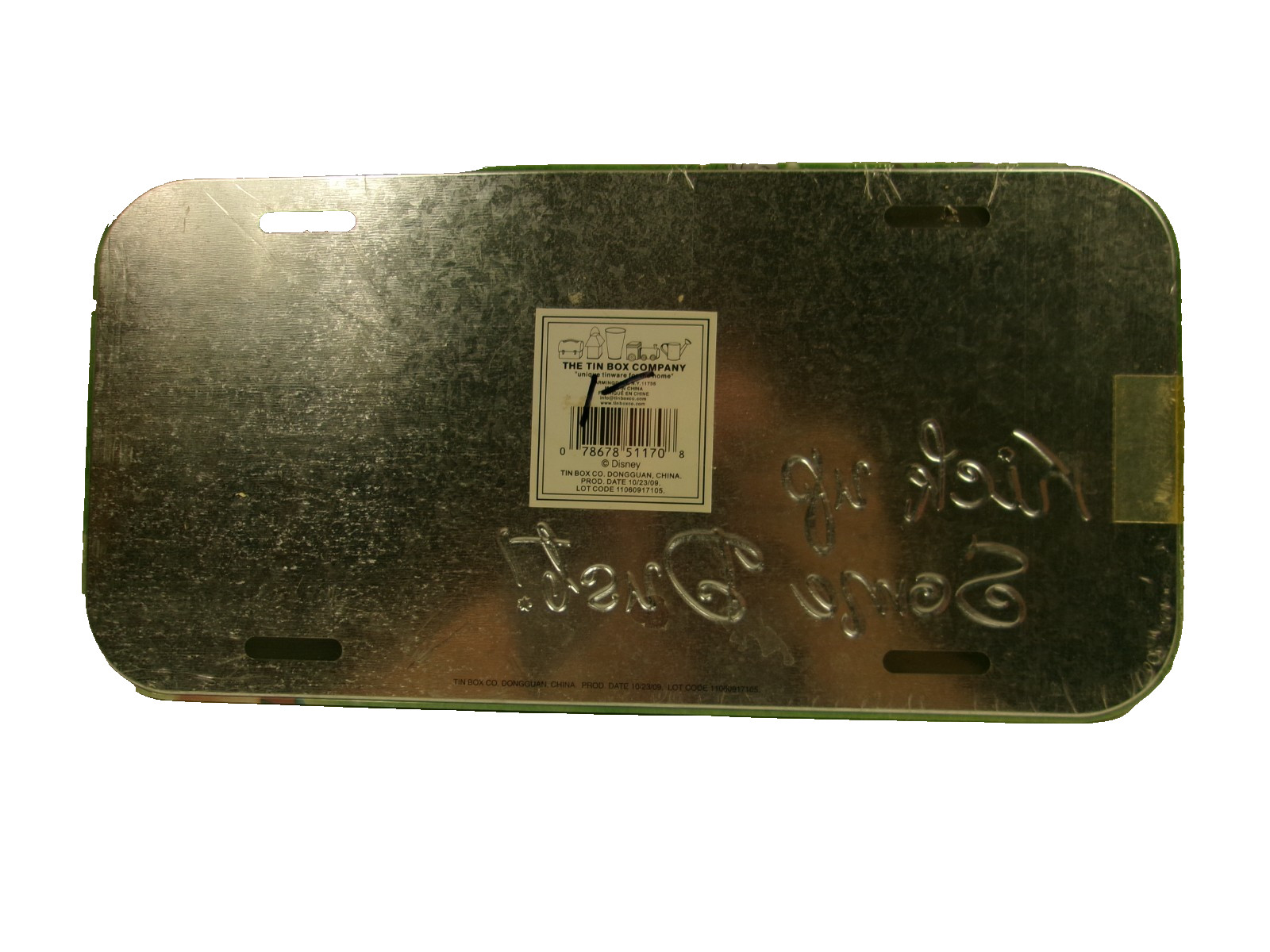 Disney Tinker Bell License Plate Kick up Some Dust Tin Box Co 2009 New Sealed