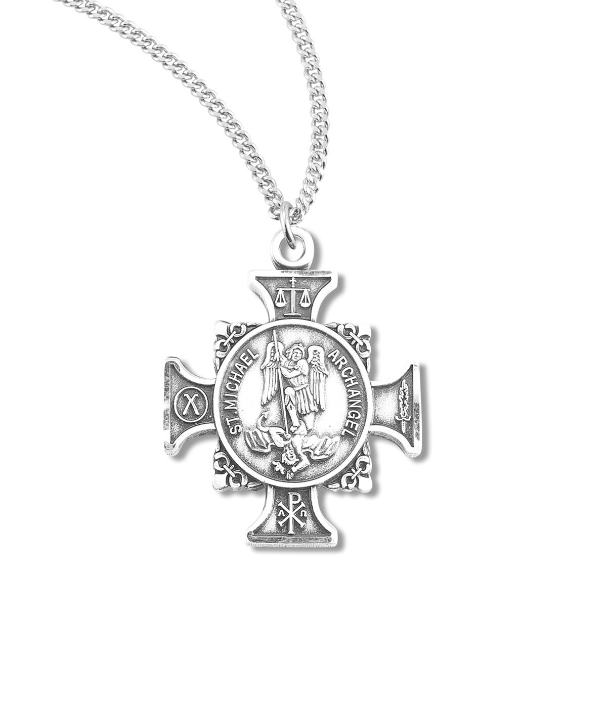 925 Sterling Silver Saint Michael Pendant Medal Necklace With Chain & Box