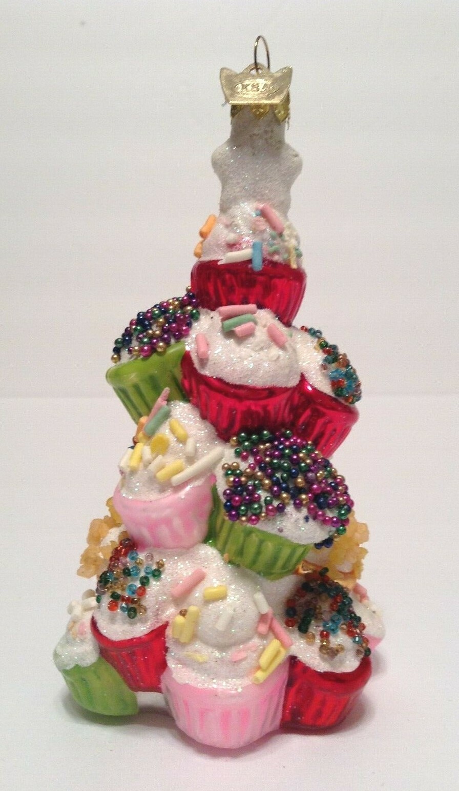 KSA Kurt Adler Stacked Cupcakes Glass Christmas Ornament 4.75″ Tall EUC RARE HTF