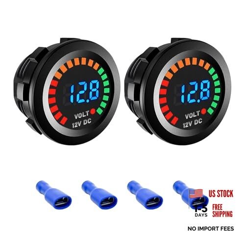 Waterproof Voltmeter for Car, DC LED Digital Display Voltage Gauge 2 PCS 12V
