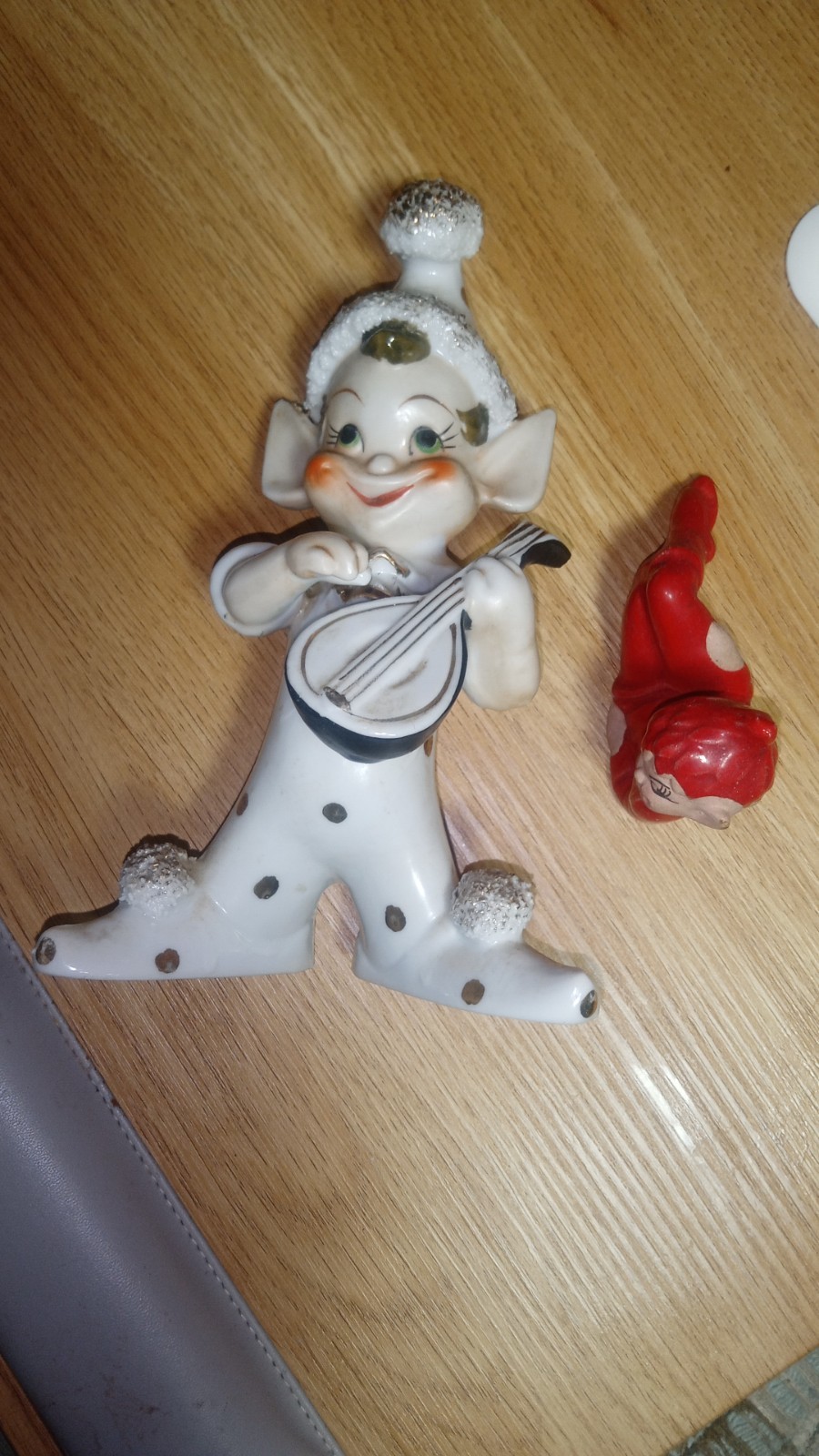 Pixie Elf Figurine Playing a Mandolin ! Large Pixie ” 7 ” Inches by ” 5 ” inches