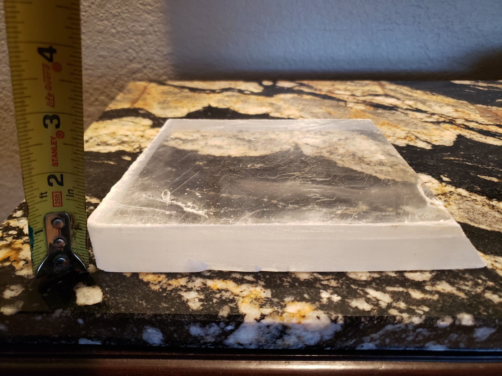 7.25″ HIGH QUALITY Raw Natural Clear Transparent Selenite Slab Slice Plate,1226g
