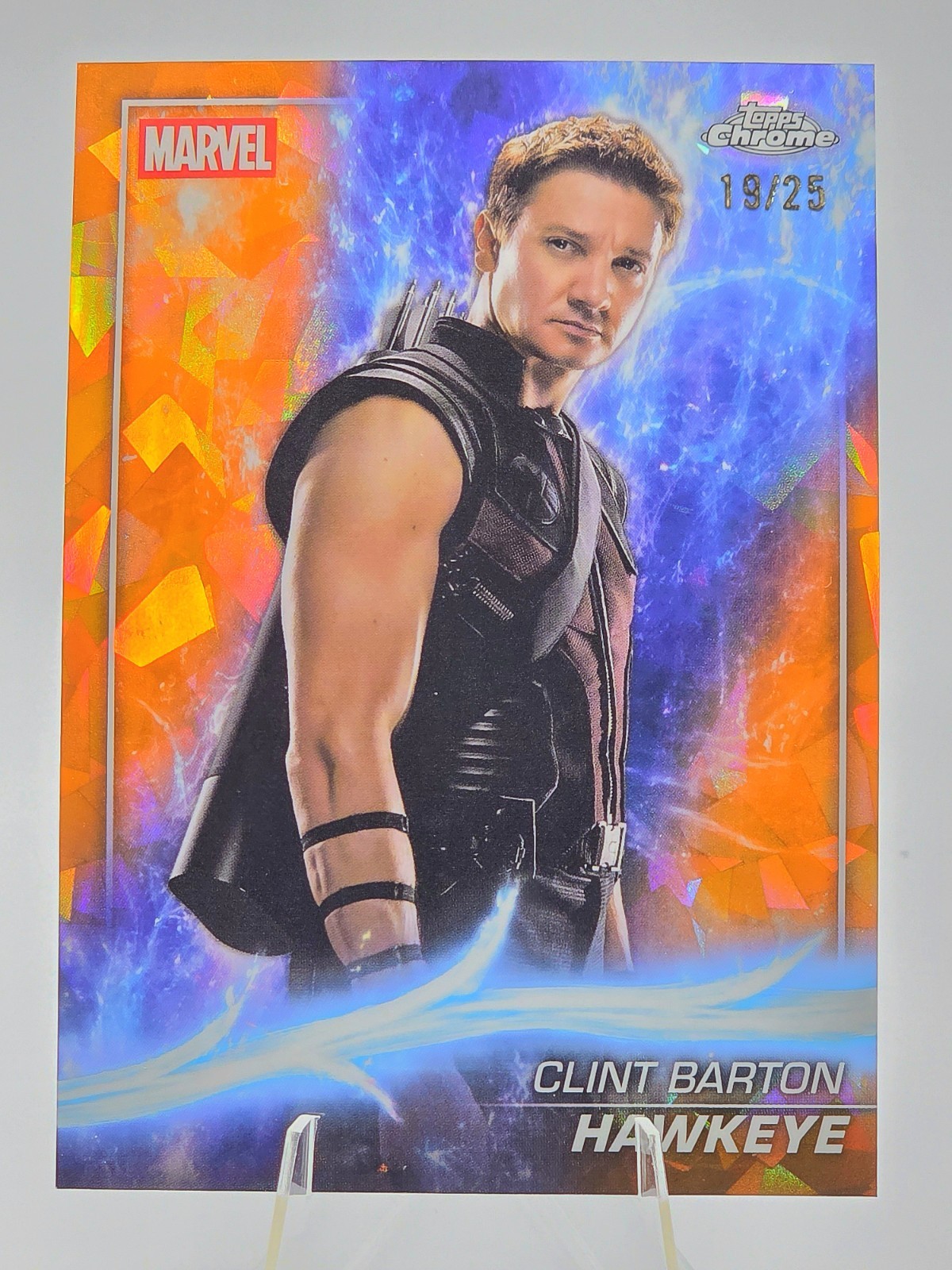 Hawkeye Orange 19/25 2025 Topps Marvel Studios Chrome Sapphire