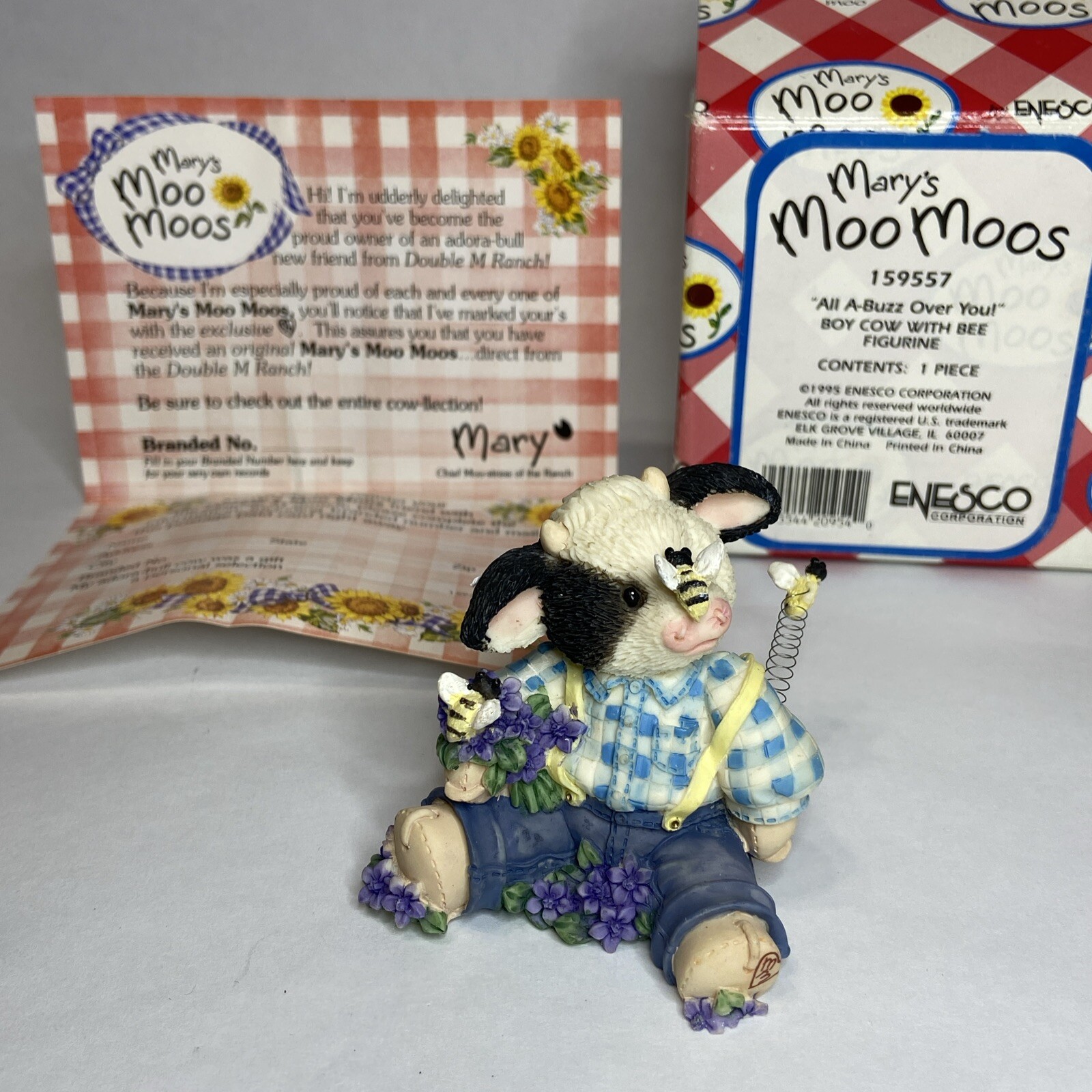 Mary’s Moo Moos 1995 “All A-Buzz Over You!” Boy Cow With Bees & flowers 159557