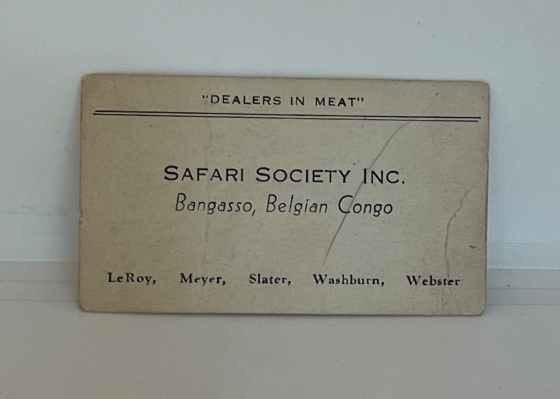 Antique BUSINESS CARD Safari Society Dealers In Meat Bangasso Belgian Congo