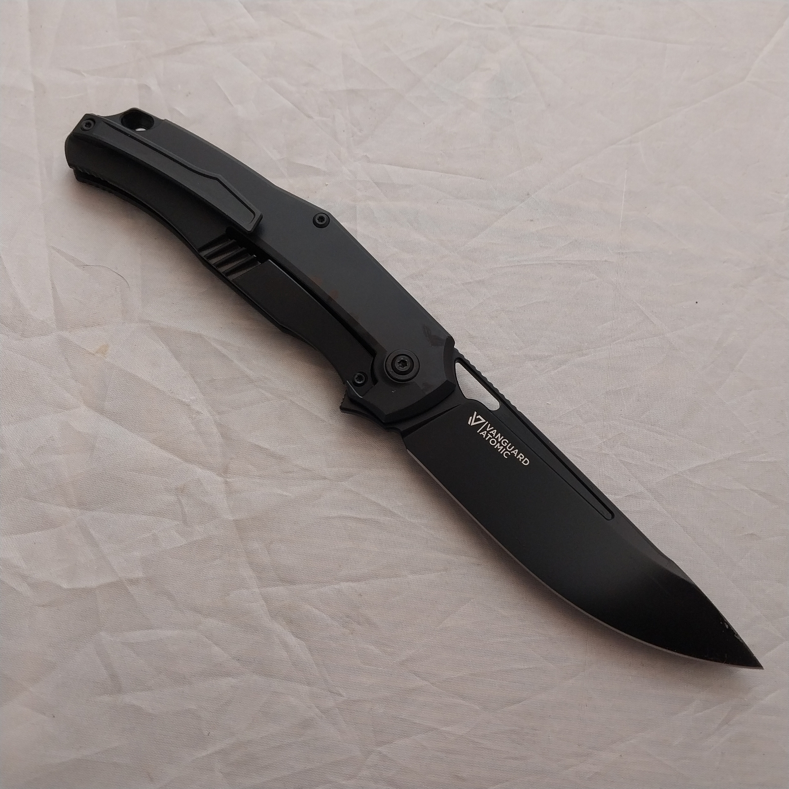 Vanguard Atomic Framelock Phantom Black Titanium Folding M390 Pocket Knife G04