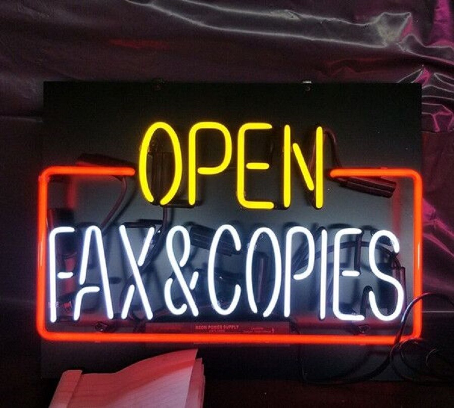 Open Fax Copies 24″x20″ Neon Sign Light Lamp Workshop Poster Cave Collection UY