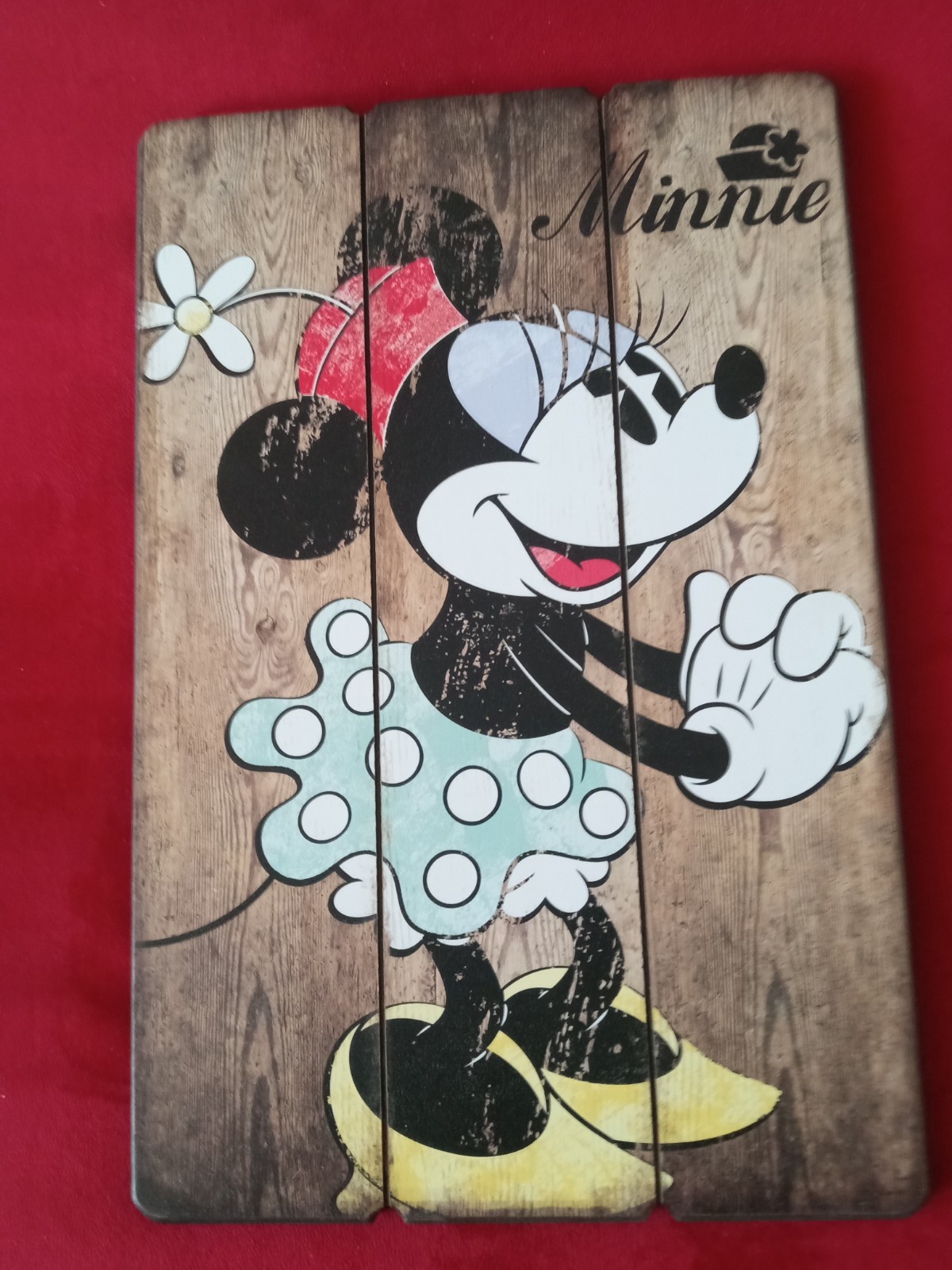 MINNIE MOUSE DISNEY OPEN ROADS BRAND WOODEN WALL HANGING PLAQUE 9 1/4″ X 14″