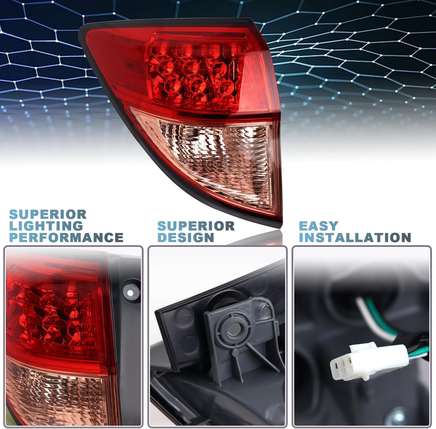 LED Tail Light Compatible with 2016 2017 2018 Honda HRV Replacement for 33552…