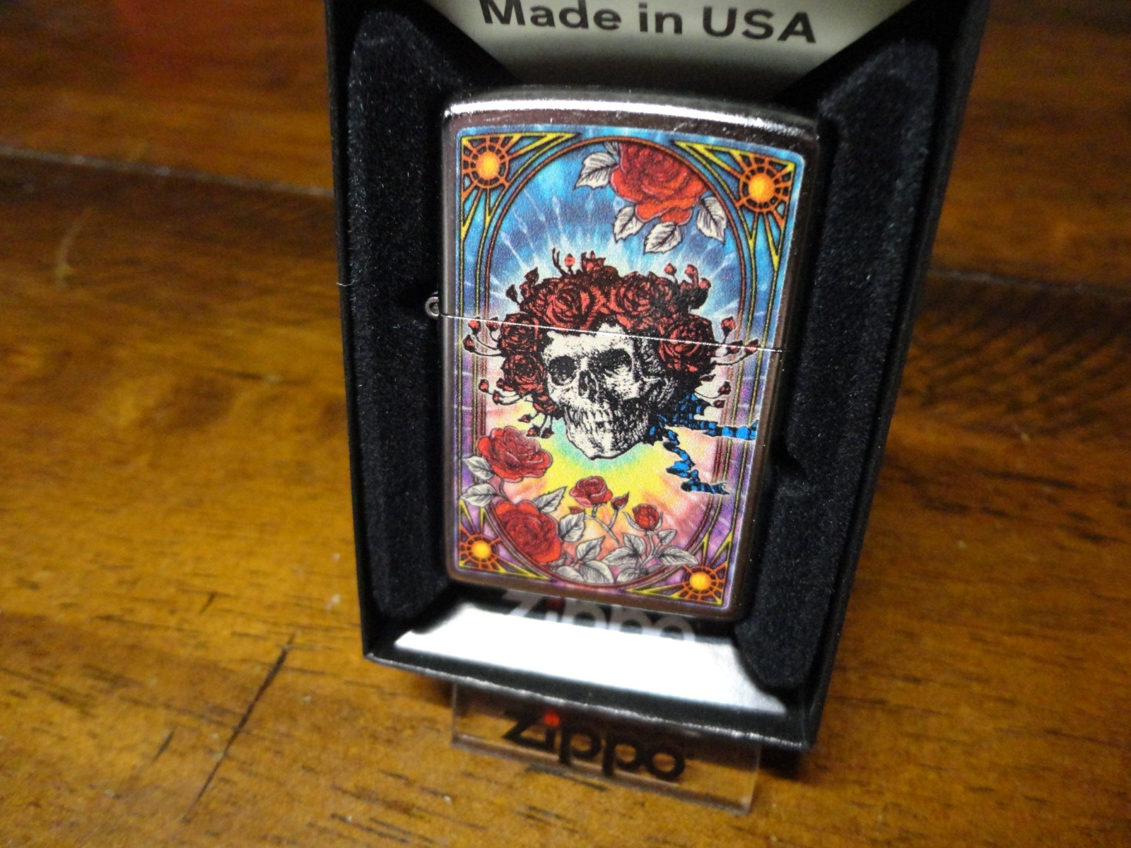 GRATEFUL DEAD BERTHA TIE DYE WITH ROSES ZIPPO LIGHTER MINT IN BOX