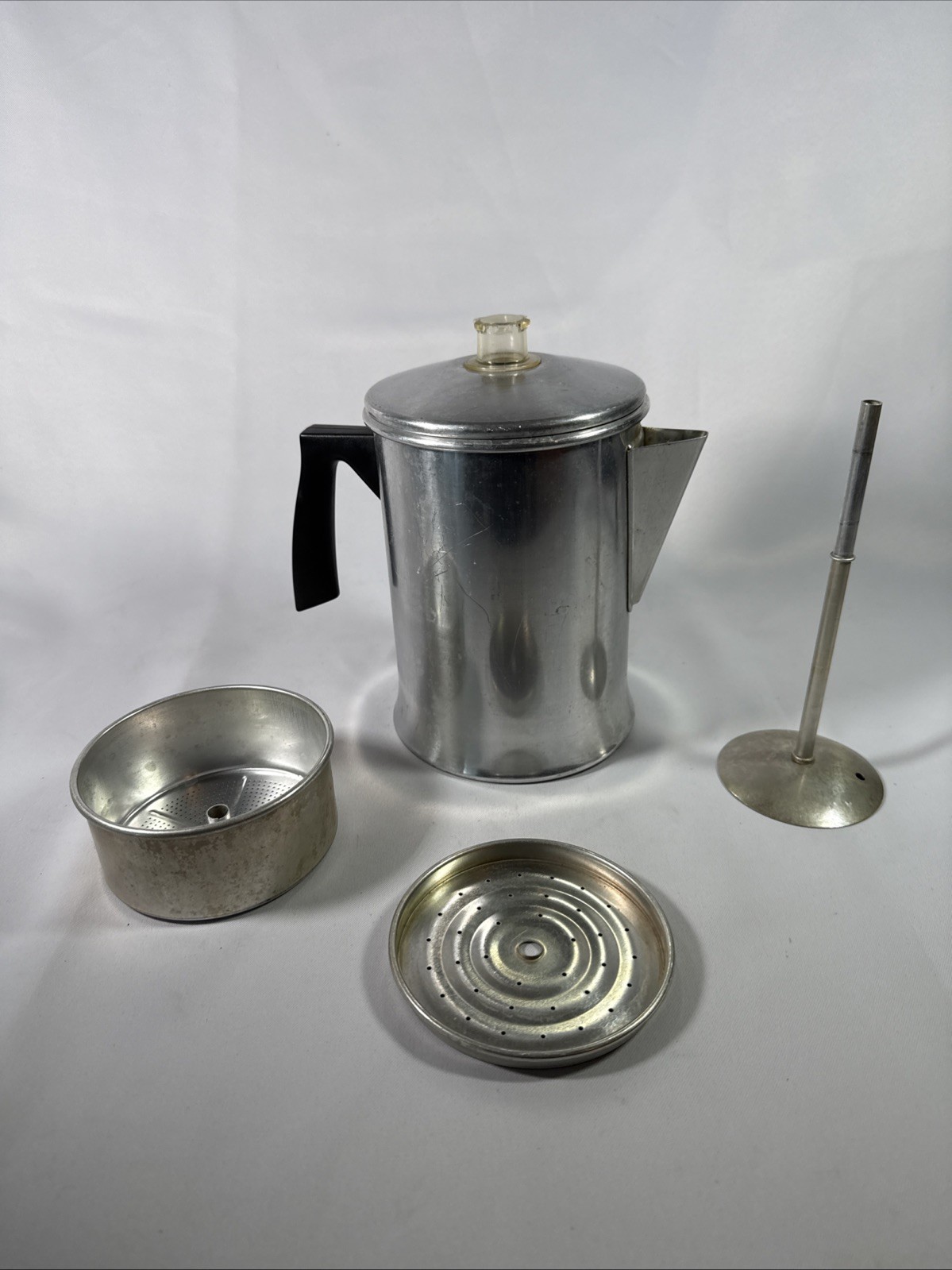 Vintage MCM Aluminum Mirro Percolator Coffee Pot 9 Cup Stove Top or Camping USA