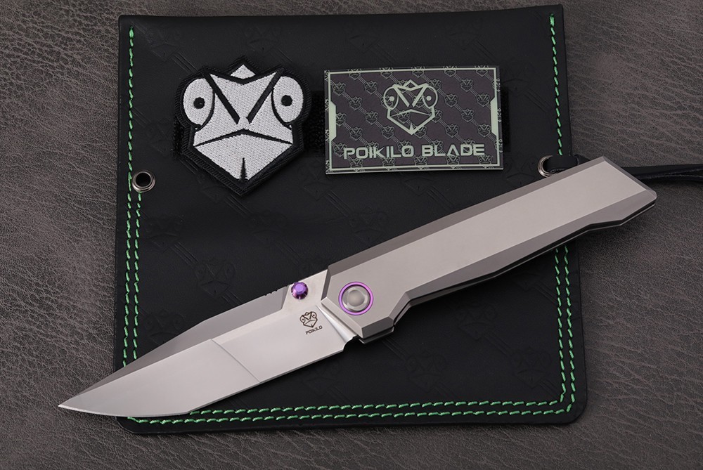 Poikilo Blade Salvator Framelock Gray Titanium Folding Bohler M398 Knife SLVTRS1