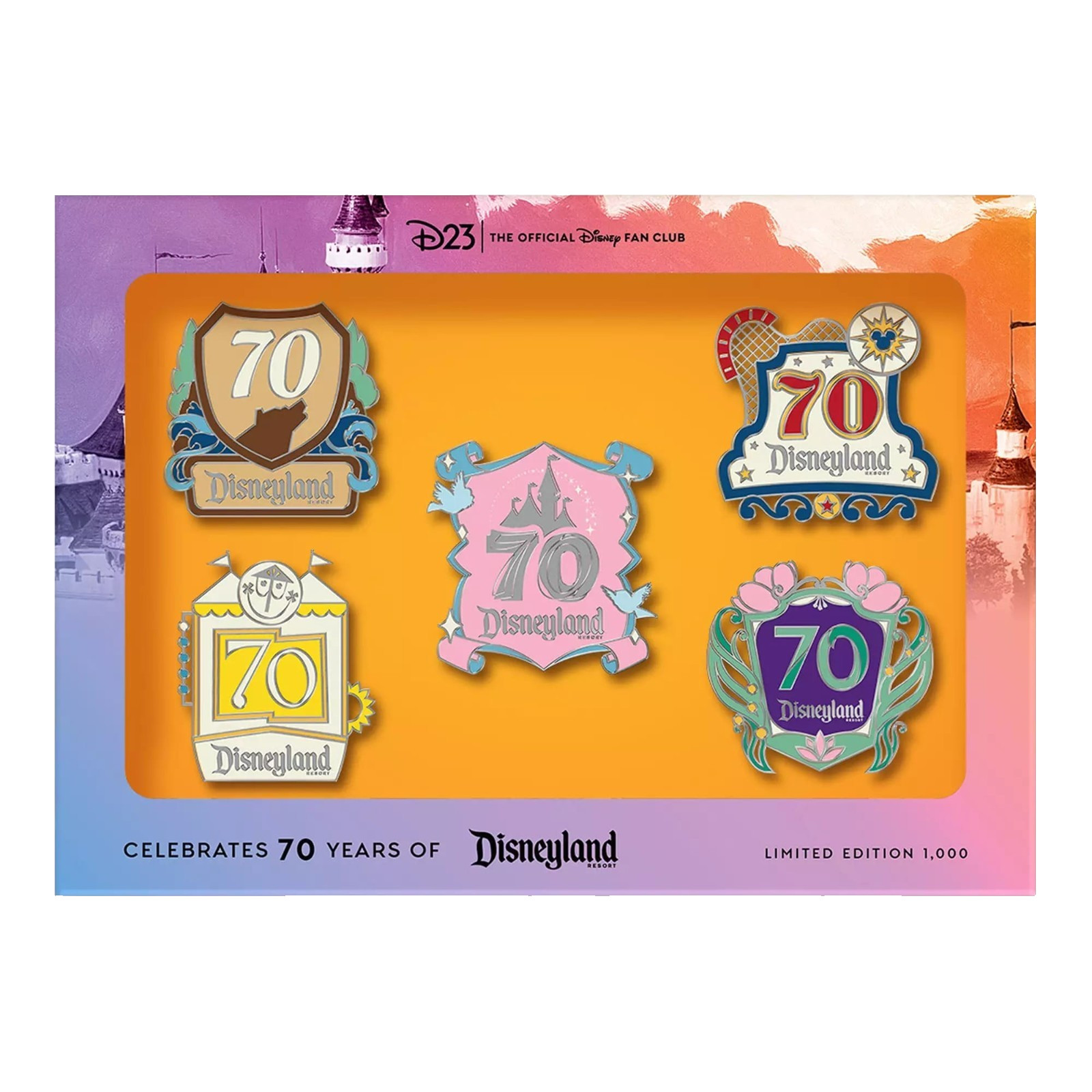 Disneyland 70th Anniversary Destinations Pin Set – Limited Edition D23-Exclusive