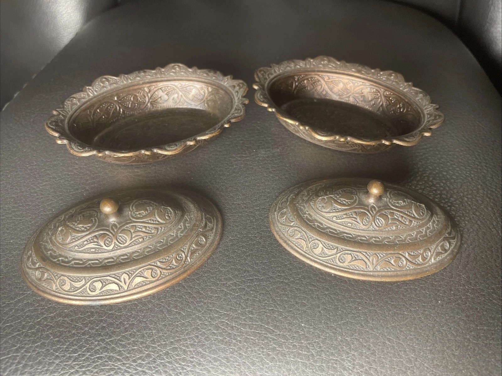 Collectible Trinket Boxes-with Lid- Oval Turkiye- Set Of Two