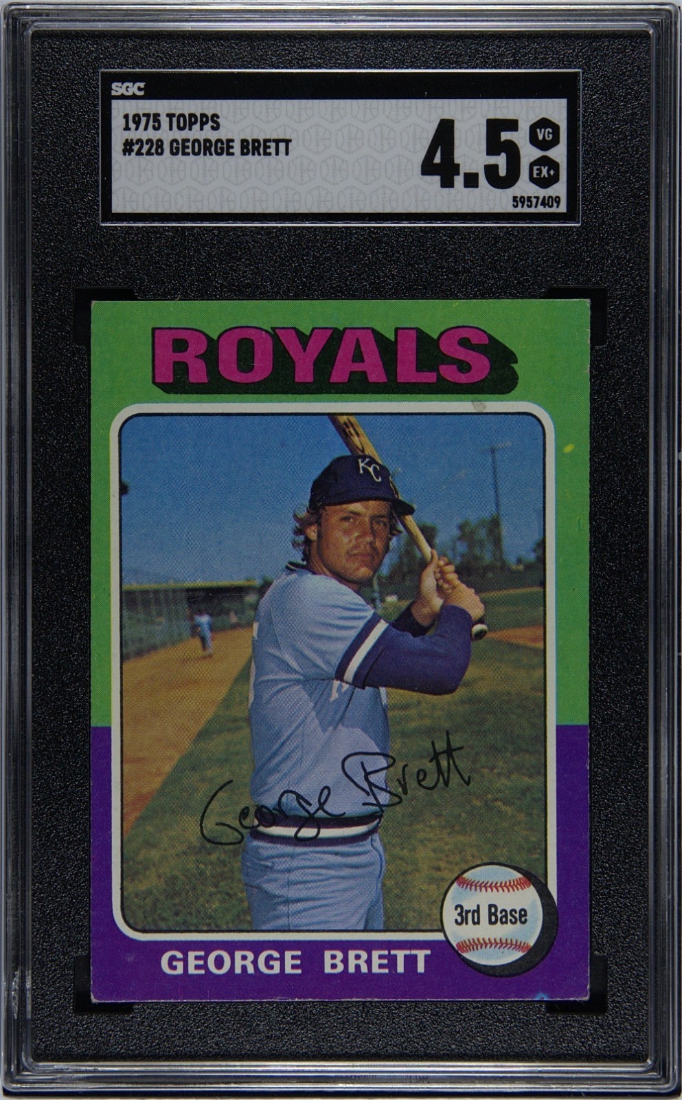 1975 TOPPS #228 GEORGE BRETT HOF Kansas City Royals SGC 4.5 VGEX+