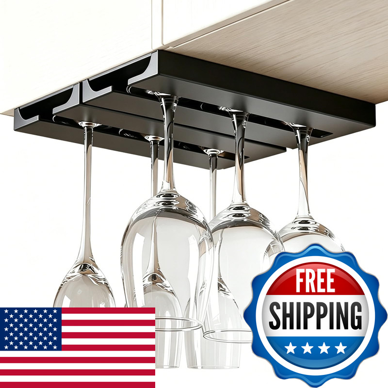 Desonaut 2Pcs Wine Glass Holderstemware Rack Plastic Punch-Free Hanging Under