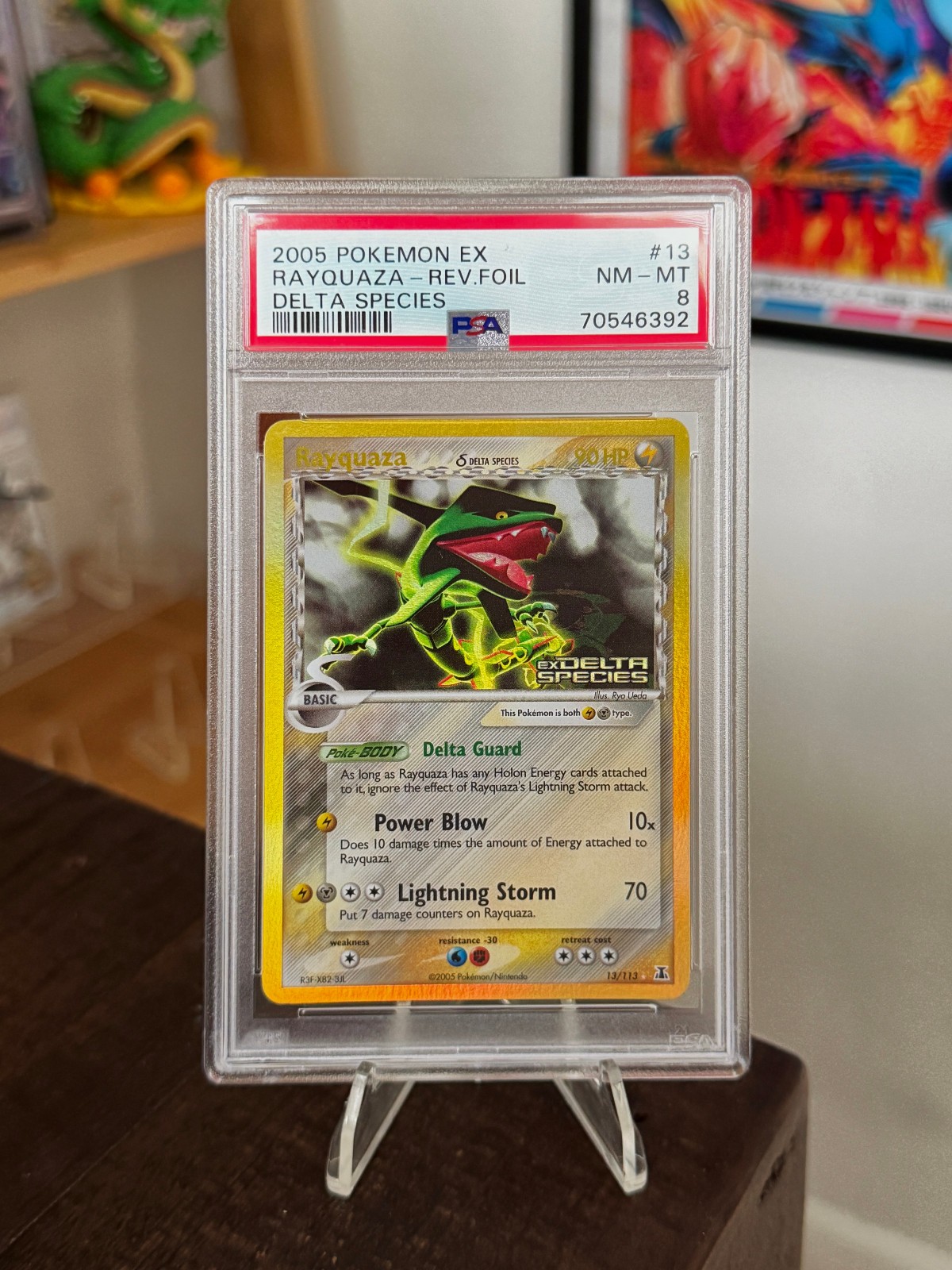 Rayquaza 13/113 Reverse Holo Stamped EX Delta Species Pokemon TCG PSA 8