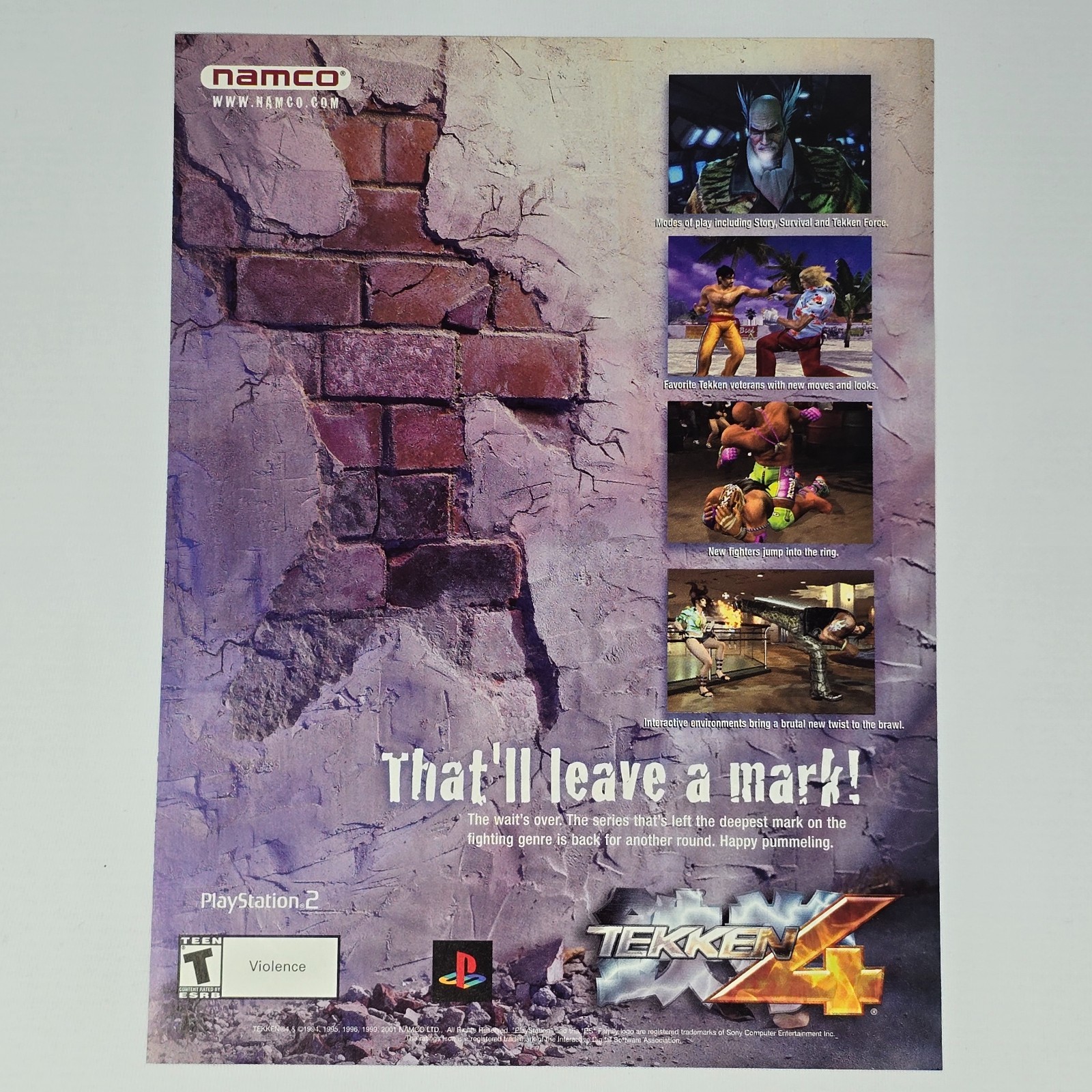 Tekken 4 PlayStation 2 PS2 Leave a Mark Print Ad/Poster Promo Art