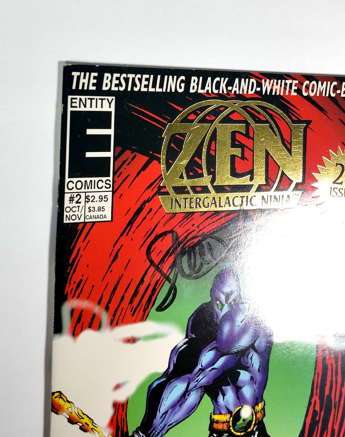 Zen Intergalactic Ninja #2 Newsstand Signed Steve Sterns (1993) Entity Comics
