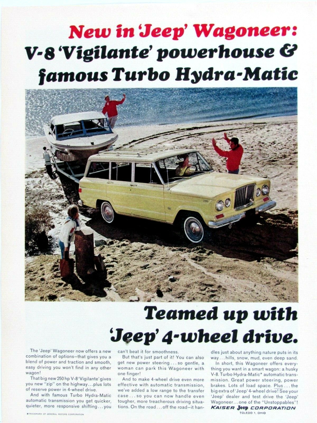 1965 Jeep Wagoneer Team up With Jeep Vintage Original Print Ad 8.5 x 11″